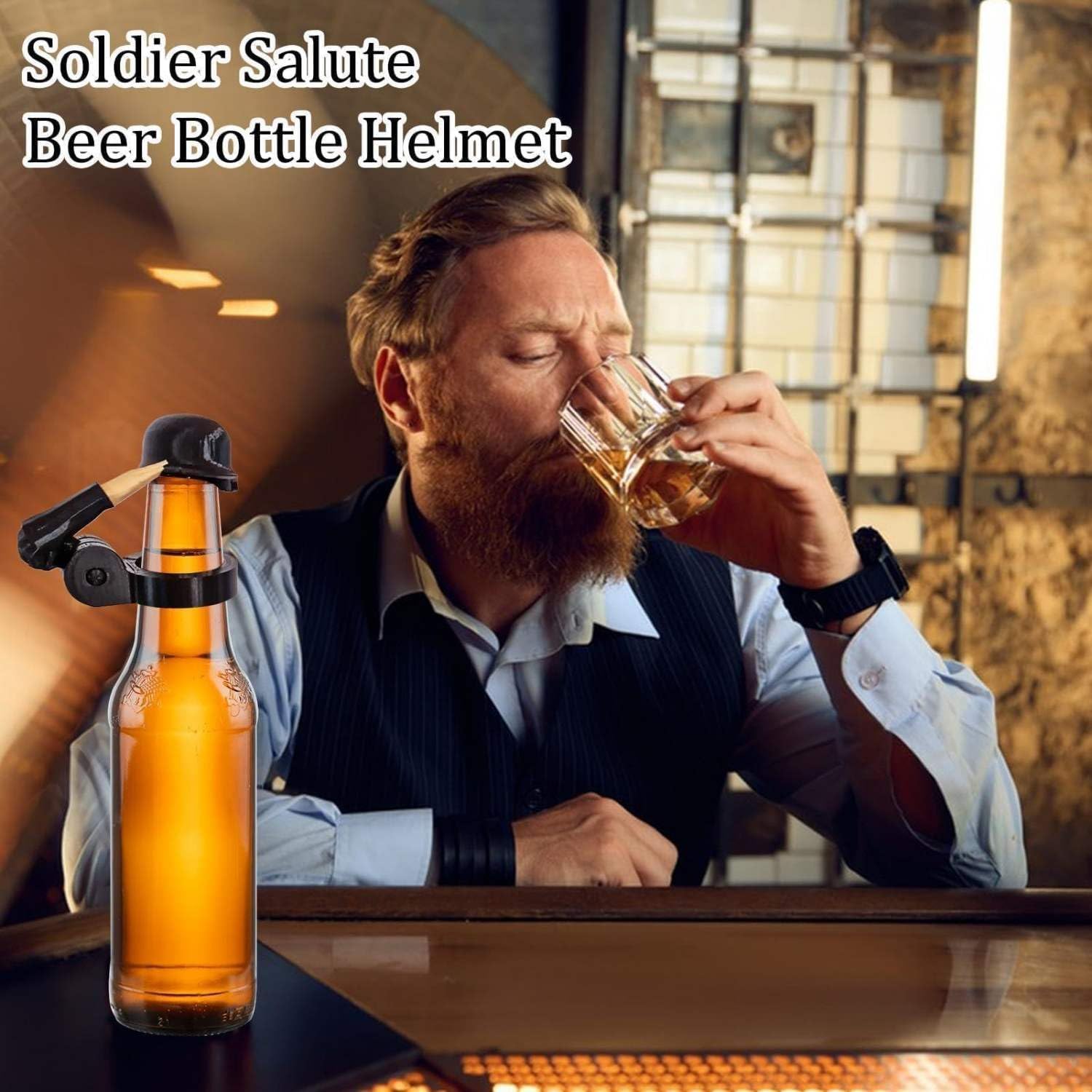 Soldat Salute Bier Bierflaschen Helm,Bierflaschen Helm,Staubdichte Lustiger Dekorative Kappen,Wiederverwendbar Soldier Salute Bierflaschenhelm,für Party Grillparty Bar (3PC-A)