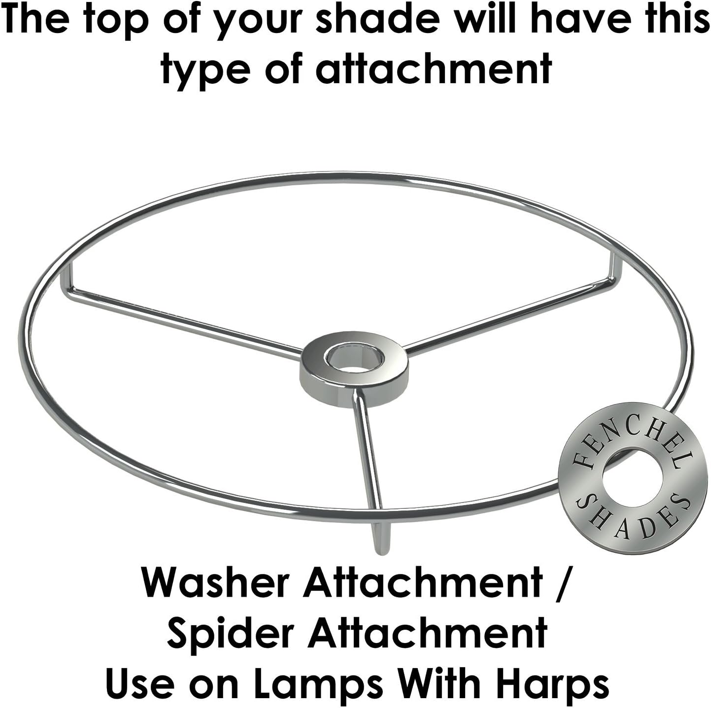 FenchelShades.com Lampshade 9" Top Diameter x 13" Bottom Diameter x 10" Slant Height with Washer (Spider) Attachment for Lamps with a Harp (Linen Cream)