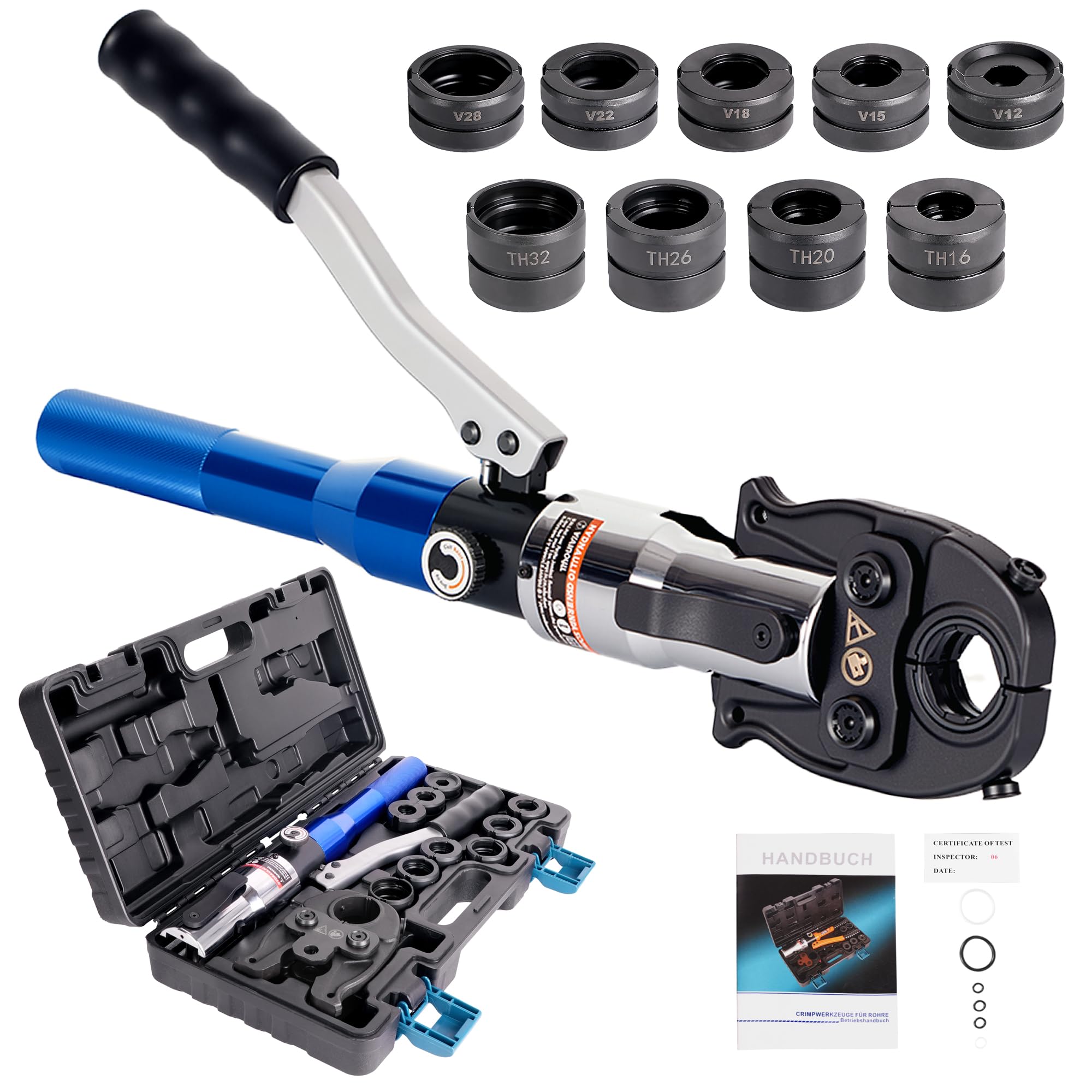 AMZCNC Professional Pipe Crimping Pliers, Blue, HT-1930, Hydraulic
