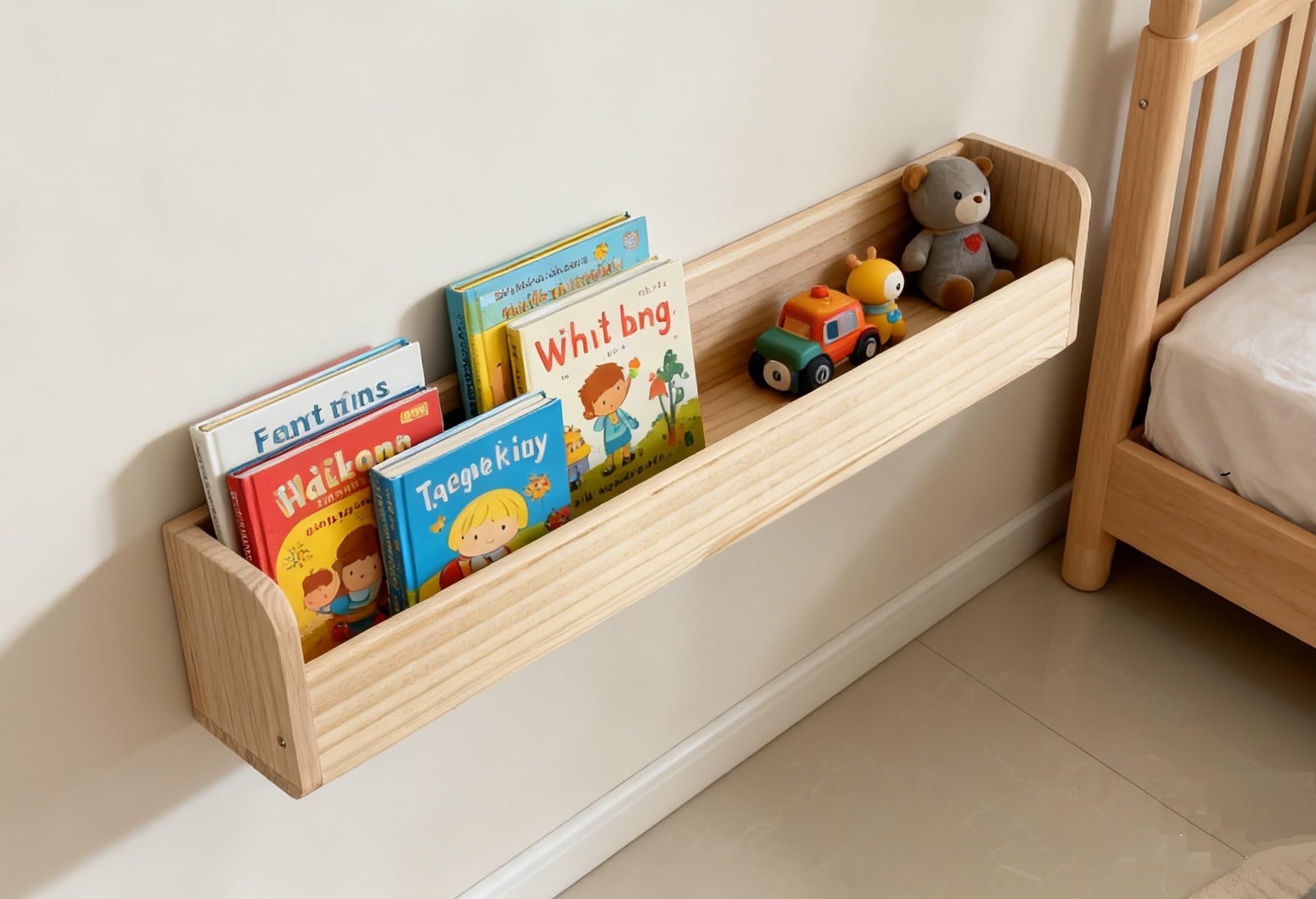 Estantería de madera para crear un rincón de lectura acogedor en el salón o dormitorio