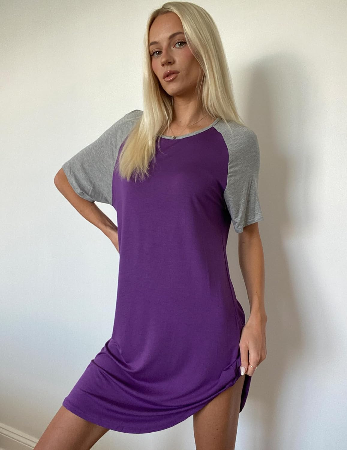 Ekouaer Sleep Shirts for Women Short Sleeve Night Shirts for Sleeping Pullover Nightgown Soft Nightdress S-XXXL - Image 3