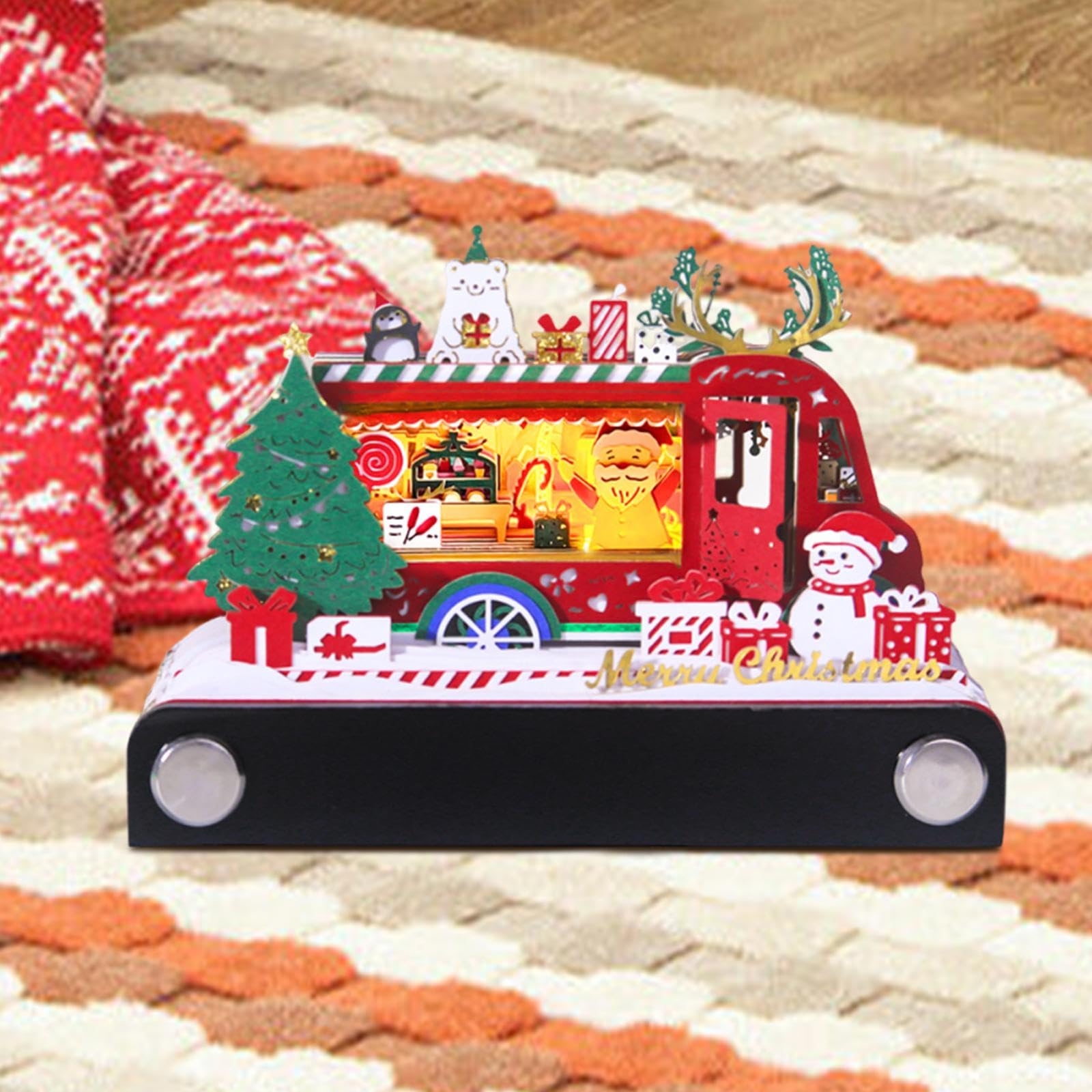 Tischkalender 2025 mit 3D Effekten, Dekoratives Kunstwerk für Die Schule, Weihnachts-foodtruck