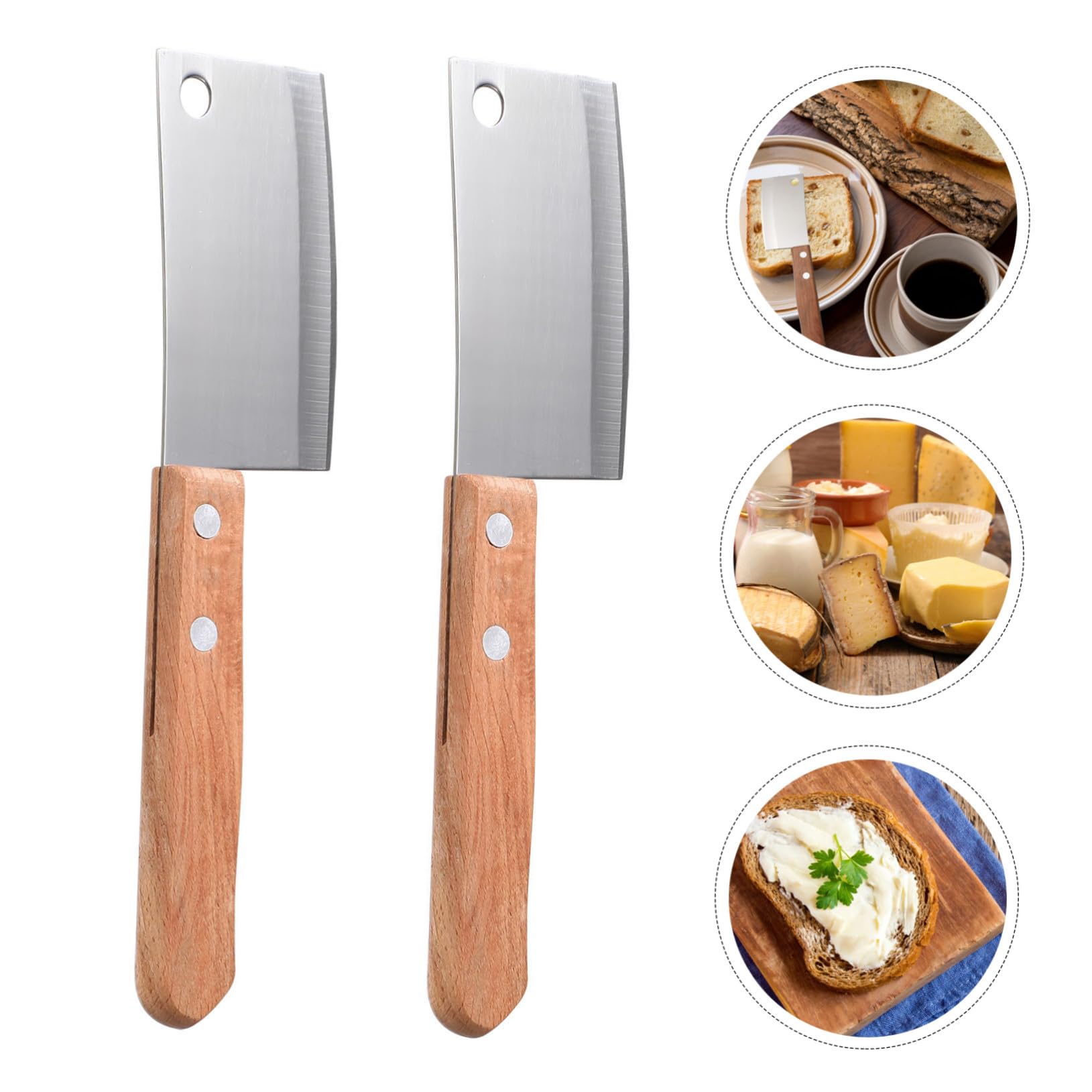 Couteau à Fromage Mini Lot de 2 en Acier Inoxydable et Bois