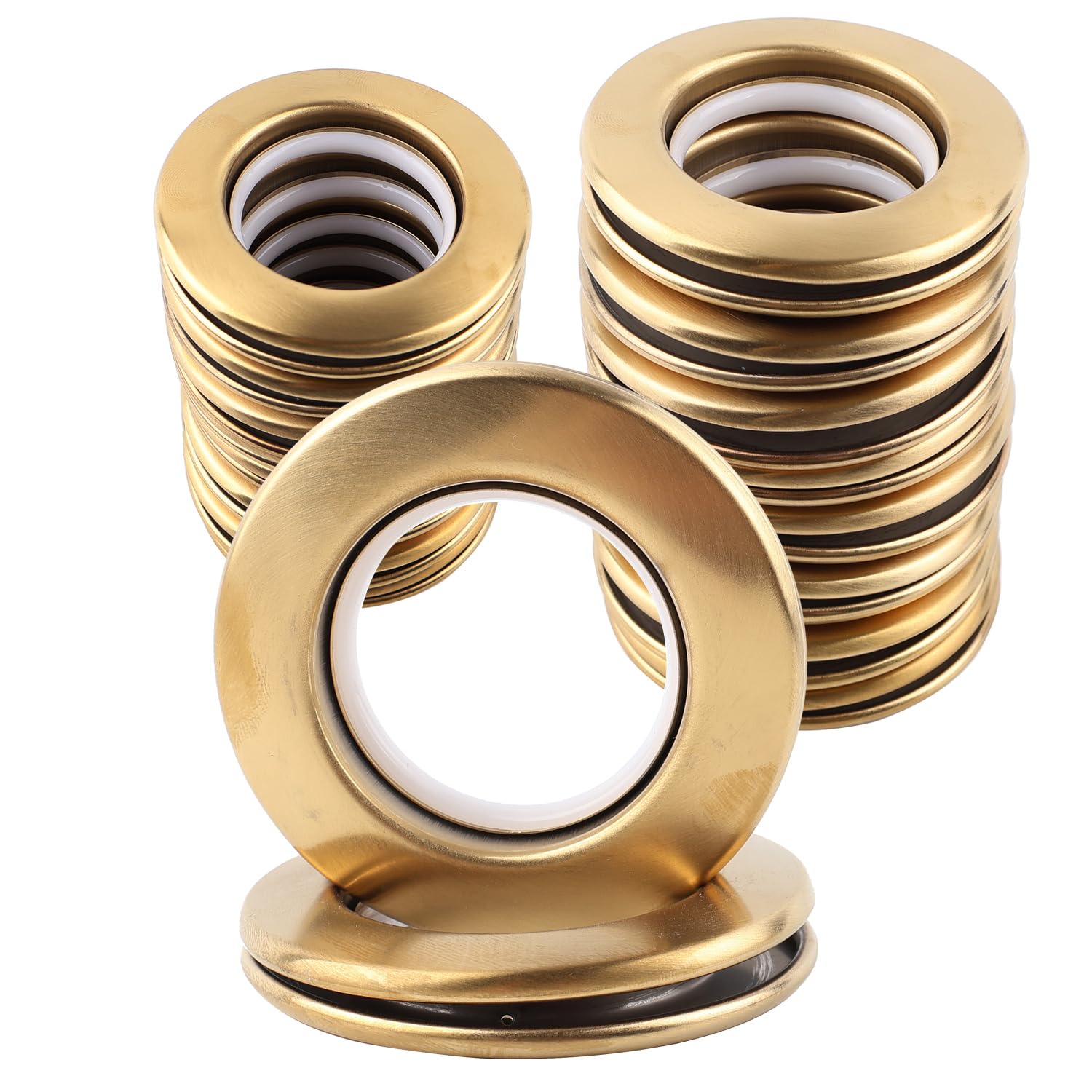 Kejnyt Gold, 12-Pack 12 Pcs Stainless Curtain Rings Eyelets, Inner Diameter 1-9/16 Inch (40Mm-75Mm) Stainless Metal Curtain Grommets Rings Silence Roman Ring Eyelet For Curtains Drape (Gold, 12-Pack)
