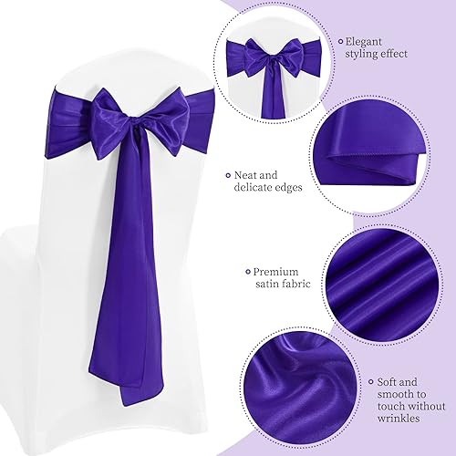 Vista 101 de 72 fundas universales para sillas de satén rojo, con lazos para silla, reutilizables, suministros para Navidad, bodas, recepciones, eventos