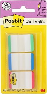Post-it Tabs, 1 in, Lined, Green, Blue, Red, 22 Tabs/Color, 66 Tabs/On-The-Go Dispenser (686L-GBR)