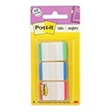 Post-it Tabs, 1 in, Lined, Green, Blue, Red, 22 Tabs/Color, 66 Tabs/On-The-Go Dispenser (686L-GBR)