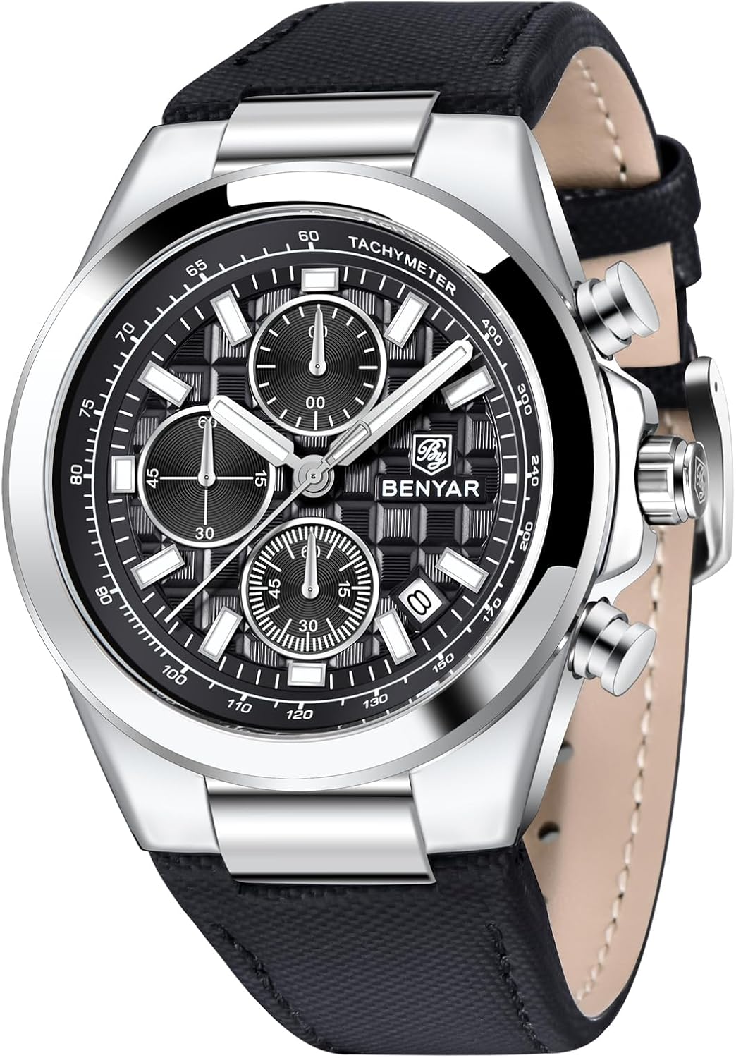 BENYAR Quartz Movement Chronograph 30M Waterproof Luminous Date Classic Leather Strap Men's Watches