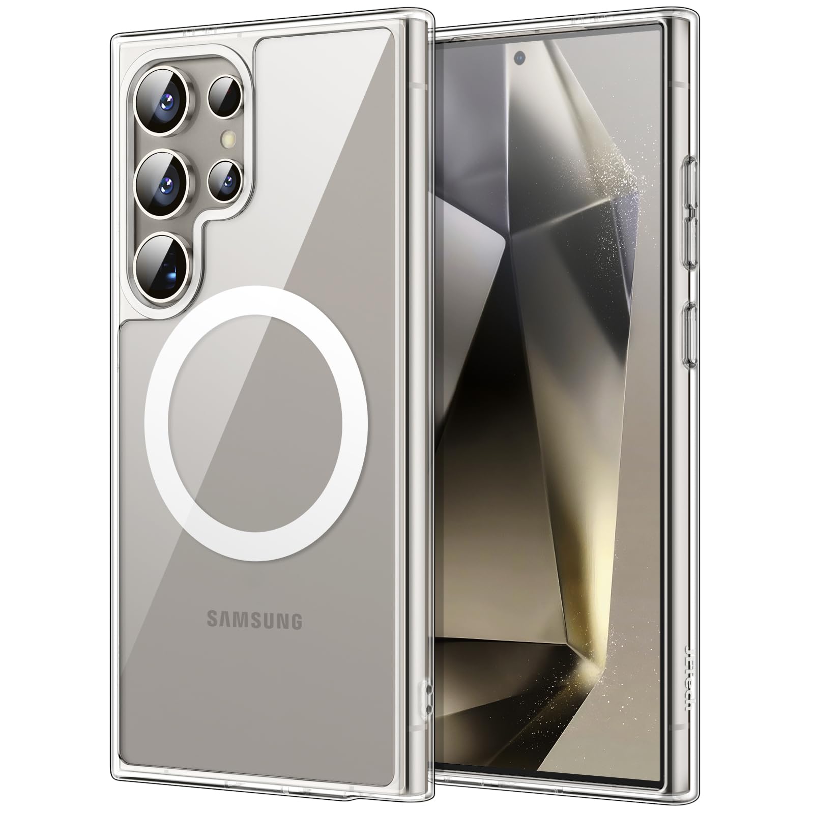 JETech Magnetic Case for Samsung Galaxy S24 Ultra 5G, Compatible with MagSafe, Shockproof Protective Phone Cover, Non-Yellowing Hard Clear PC Back (Clear) S24 Ultra Clear