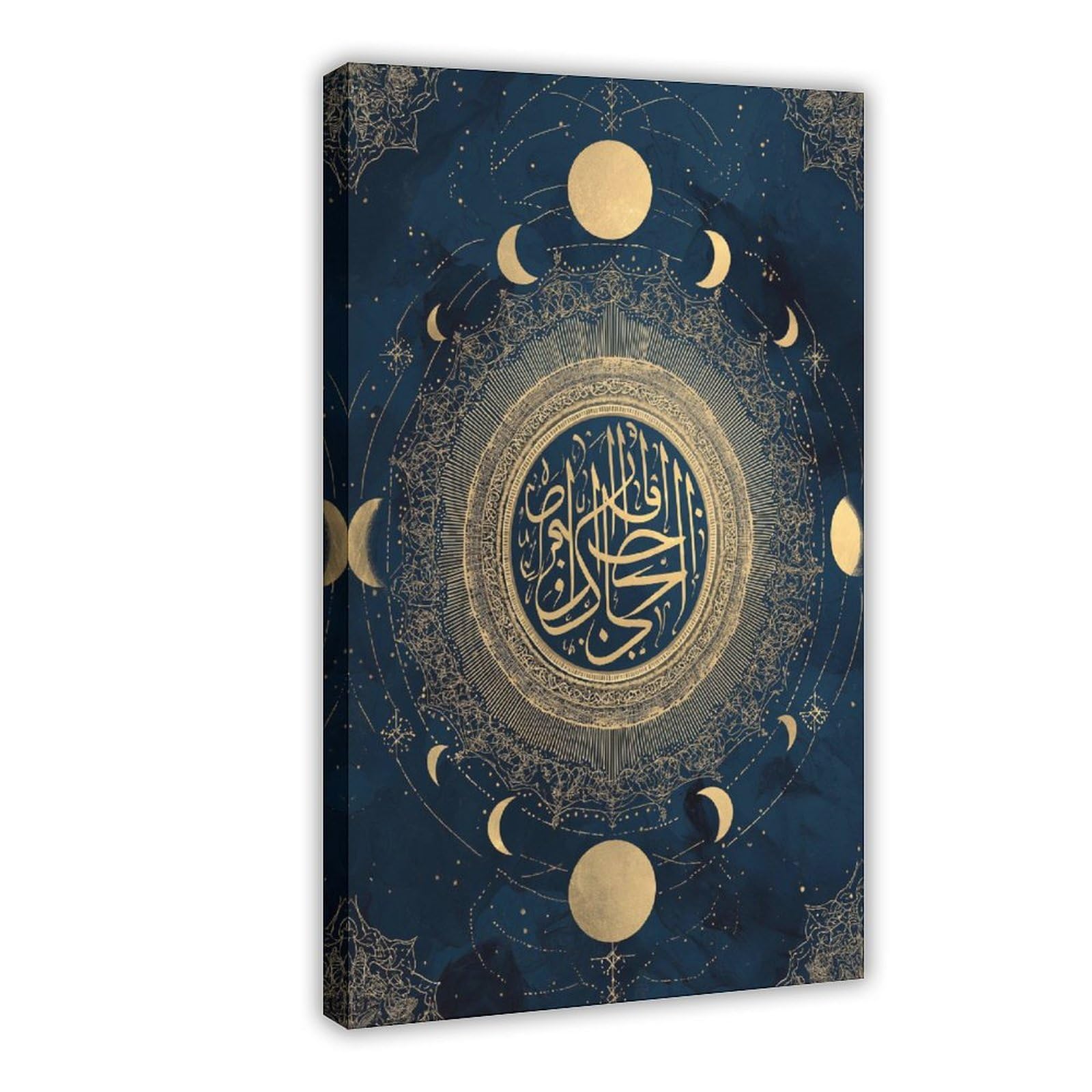 YWTJAX Moon Phase Gold Navy Poster Canvas Poster for Office Decor Gift