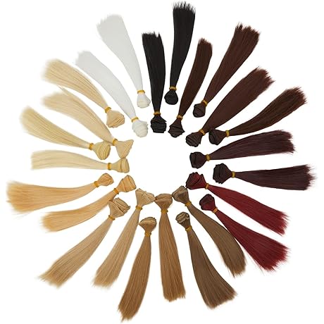 Doll Hair Rerooting Kit: 24-Pack Straight Synthetic Weft Extensions for Crafting