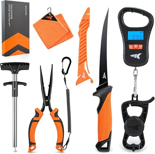 Miniatura 9 de KastKing ToughTide Kit de Herramientas de Pesca, Báscula Digital Recargable con Agarre de Labios y Cinta Métrica, Cuchillo de Filete de 7 pulgadas