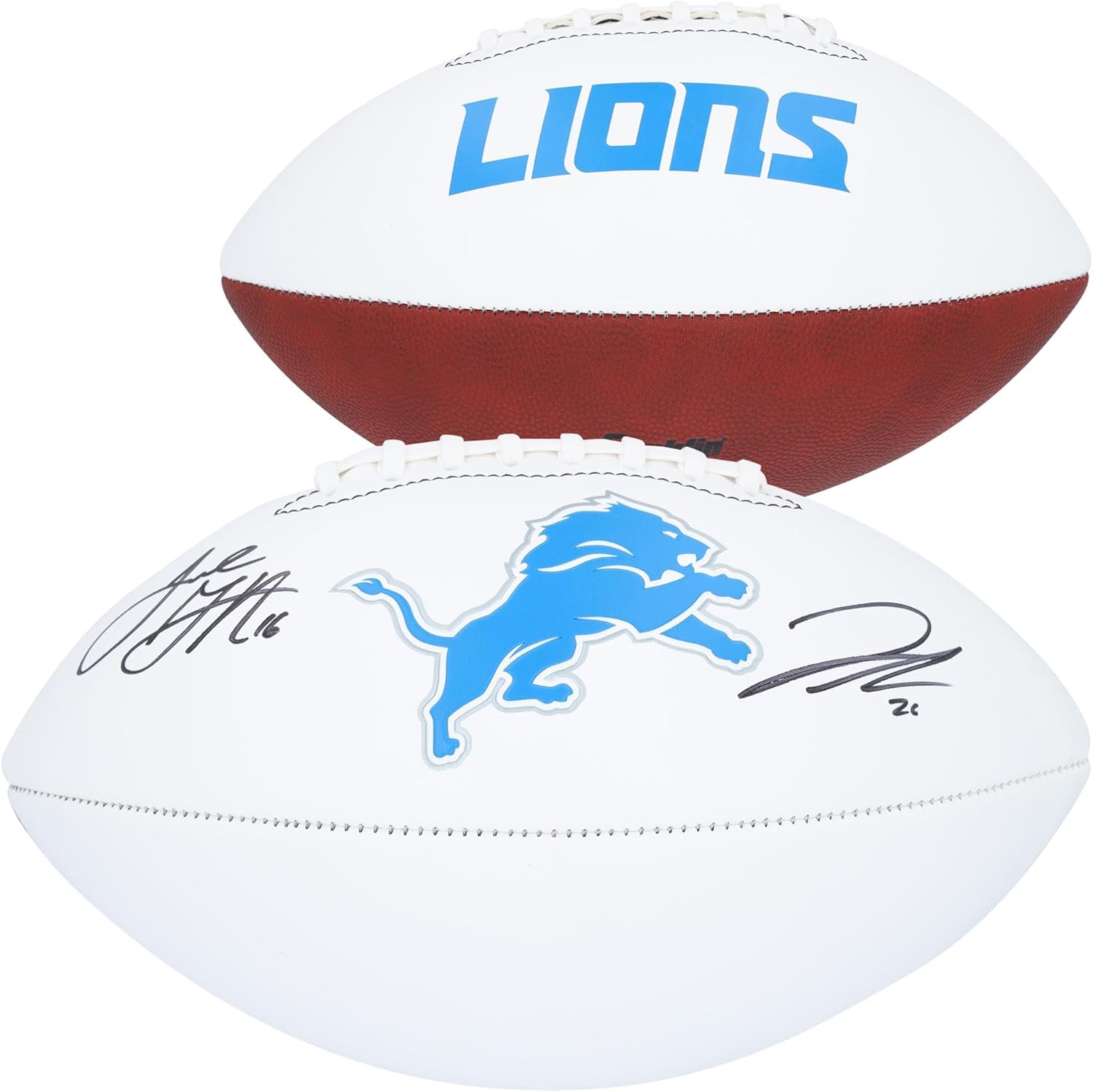 Jared Goff & Jahmyr Gibbs Detroit Lions Dual-Signed Franklin Panel Football - Autographed Footballs