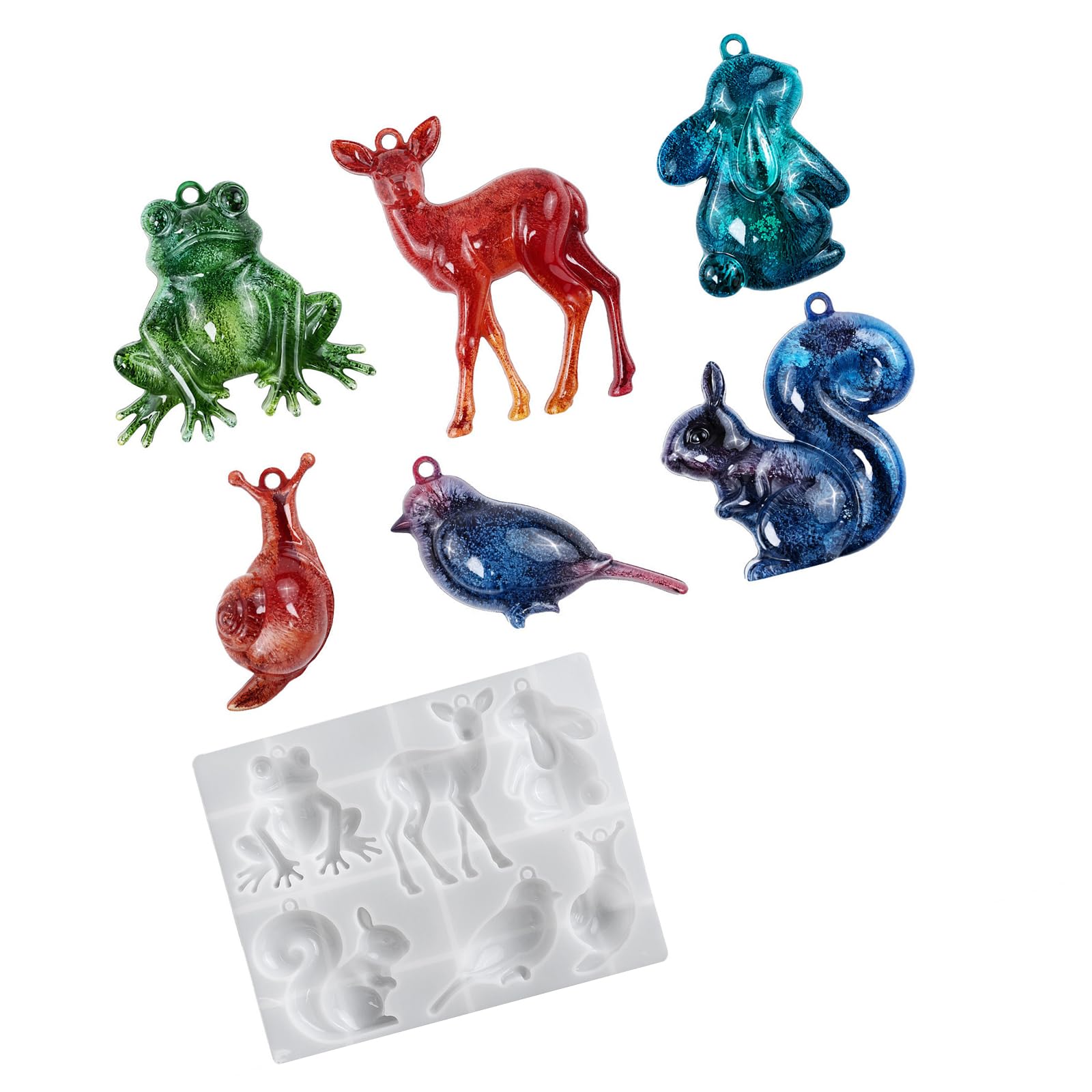 Woedpez Resin Animal Keychain Frogs Deer Bird Squirrel Silicone Craft Set for Jewelry Resin Art Supplies