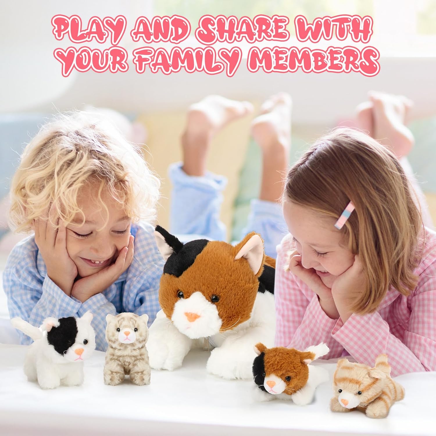 Skylety 5 Pieces Cat Stuffed Animal with Babies Inside Belly Plush Cat Pregnant Mommy Kitty with 4 Cute Fluffy Stuffed Kittens Christmas Birthday Surprise Gifts(Orange, Black, White) - Image 6