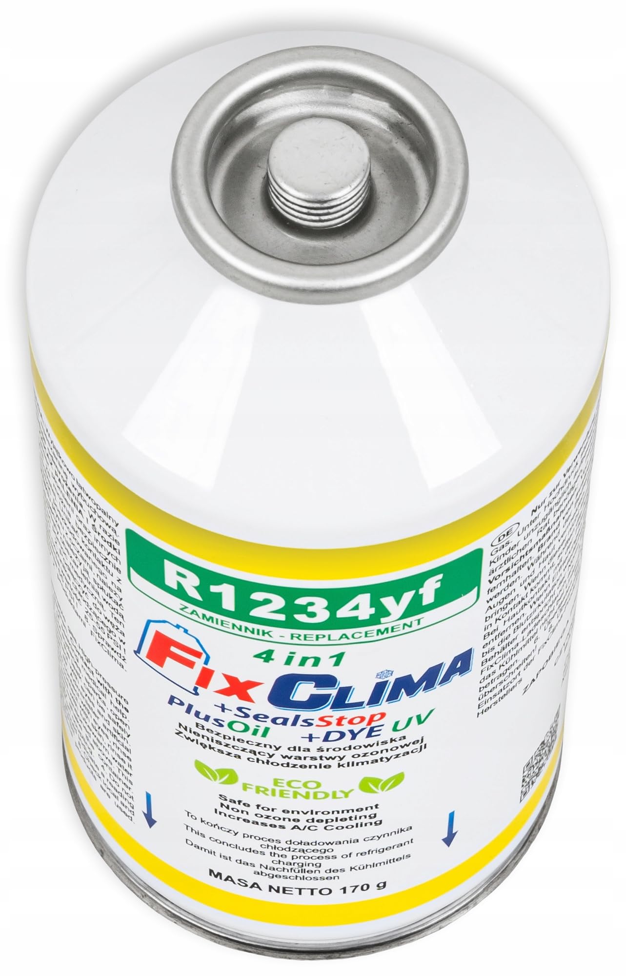FixClima Gas Refrigerante R1234YF per Sistemi di Aria Condizionata Automobili dal 2016 - Kit 4in 1 con Manometro e Rilevamento UV