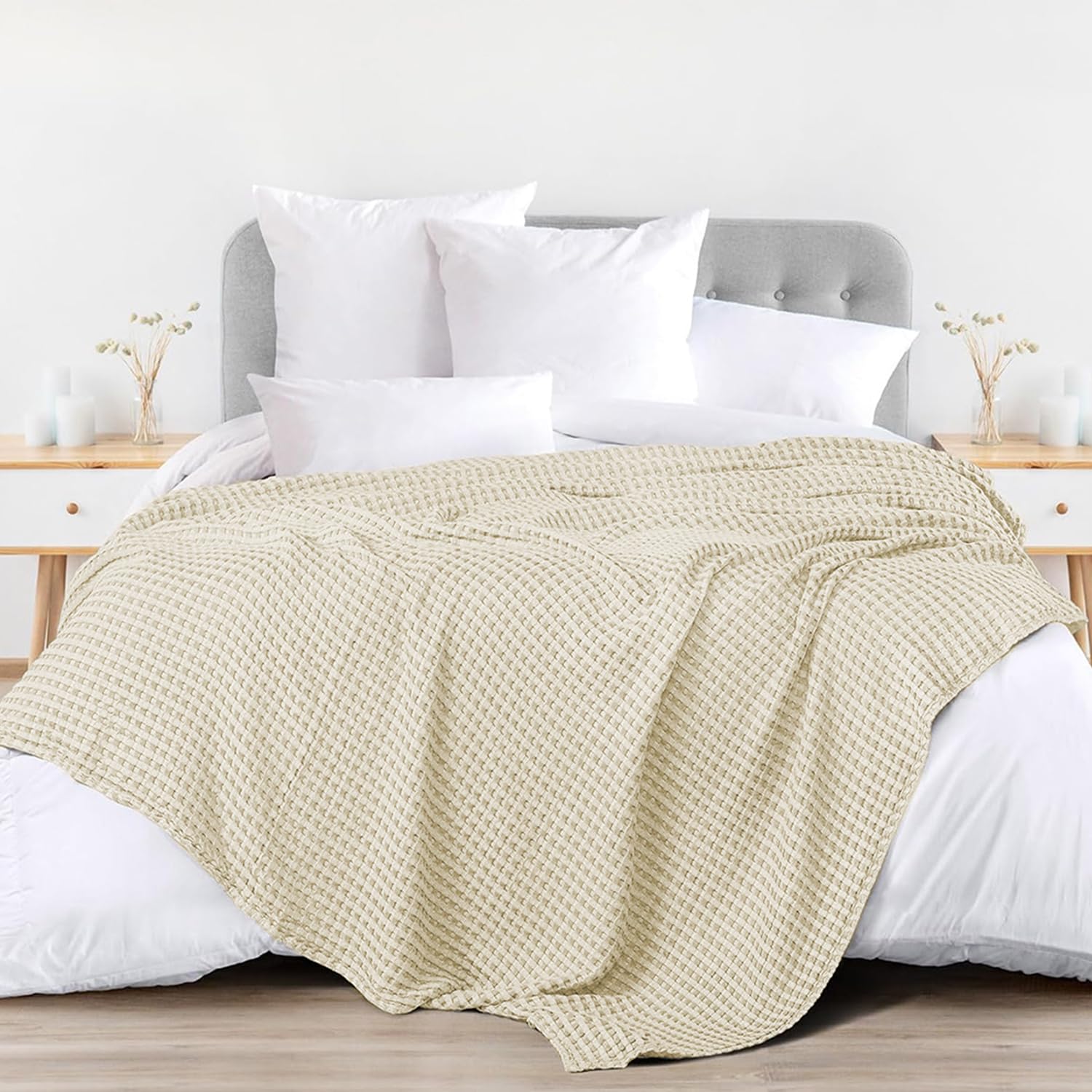 Urban Space 100% Cotton Waffle Weave Blanket, Cotton Dohar for Single Bed, Breathable & Skin Friendly All Season Blanket for Bed, Single Bed Blanket (145cm x 225cm, Buttercream) (B0DB6B8QYN) Amazon Price History, Amazon Price Tracker