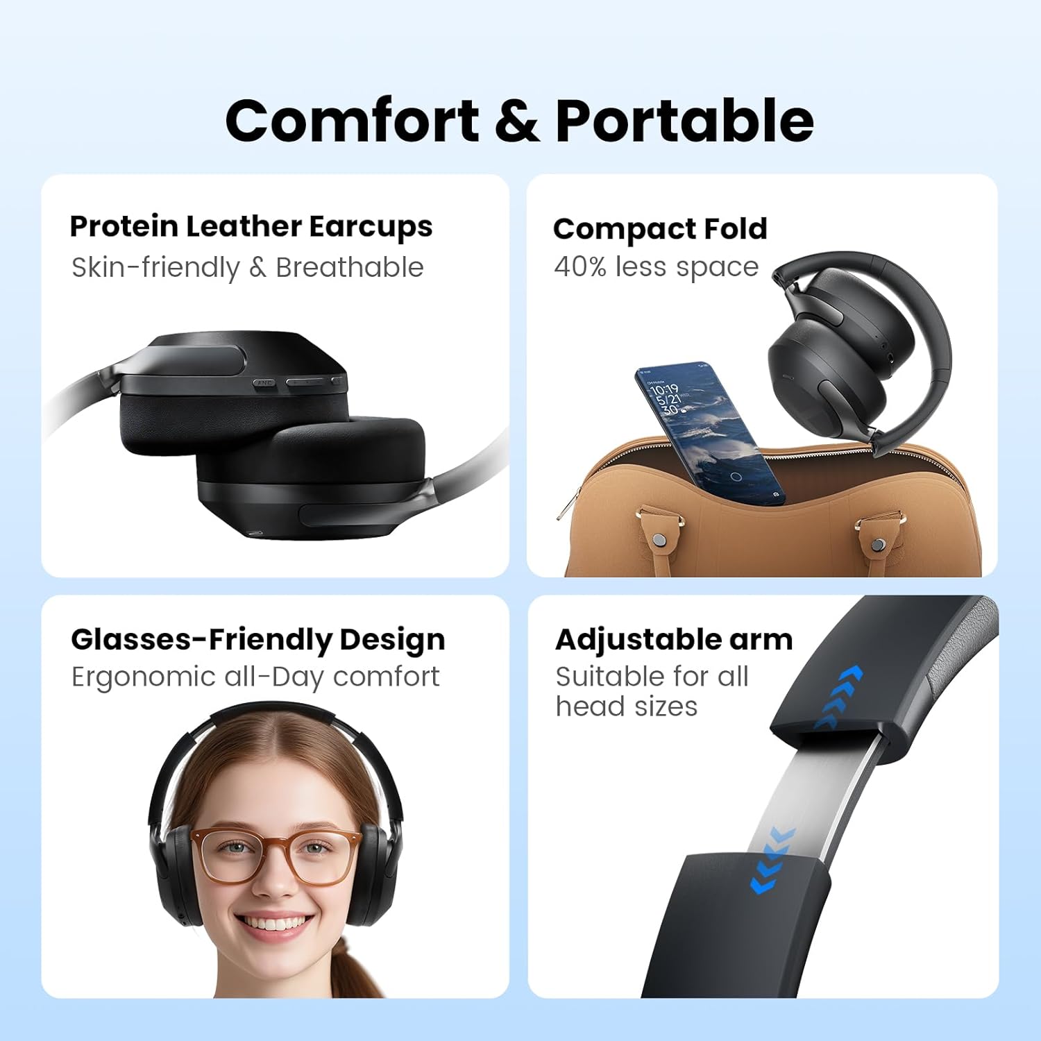 HAYLOU S40 Noise Cancelling Headphones Over Ear, 50dB Hybrid ANC with Multiple Modes, LDAC Hi-Res Wireless Audio, 90H Playtime, Custom EQ via App, Bluetooth 6.0 Multipoint Connect, 5 HD Mics Call