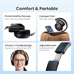 HAYLOU S40 Noise Cancelling Headphones Bluetooth Wireless, 50dB Hybrid ANC Multiple Modes, 5 HD Mics Call, LDAC Hi-Res Wireless Audio, 90H Playtime, Custom EQ via App, Bluetooth 6.0 Multipoint Connect