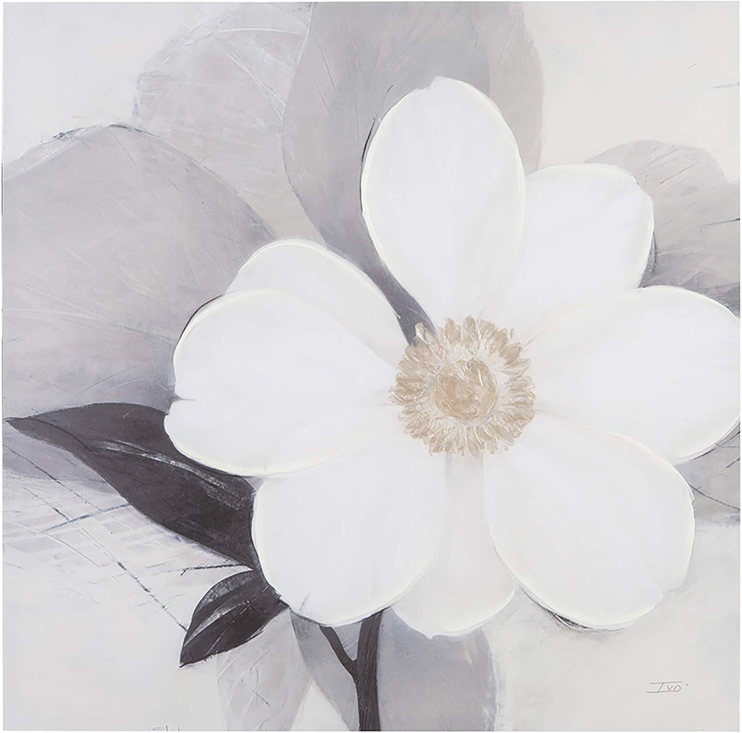 Madison Park, Midday Bloom Wall Art Hand Embellished Canvas, Modern Floral Design