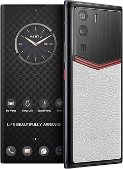 METAVERTU Web 3.0 Calfskin 5G Phone, Unlocked Android Smartphone, Secure Encrypted, Double Systems, 64MP Camera, 144Hz AMOLED Curved Display, Dual SIM, Fast Charge (Enameled, White, 18G+1T)