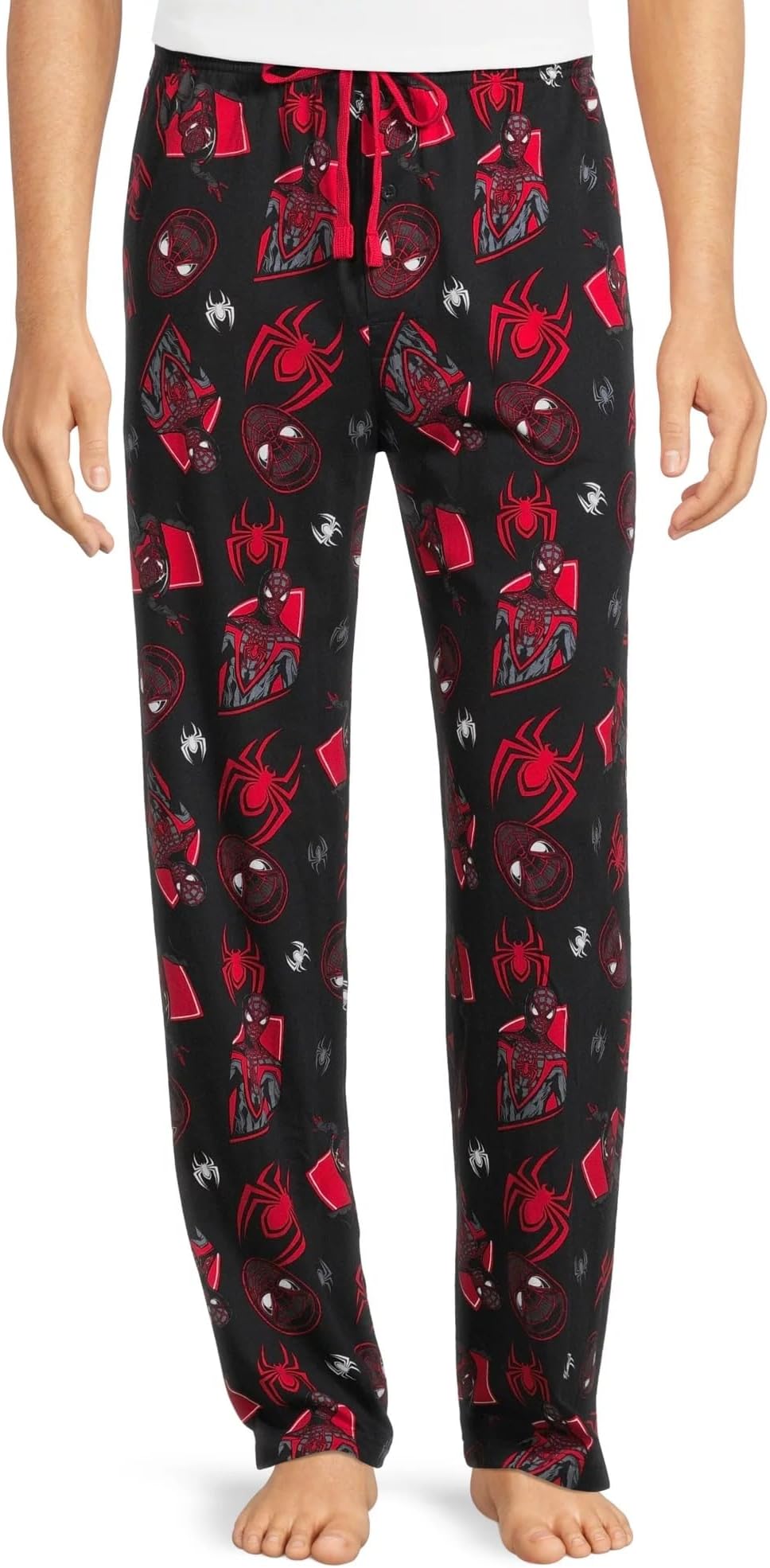 Marvel Spider-Man Men's Miles Morales Mask Allover Print Adult Sleep Bottoms Pajama Pants
