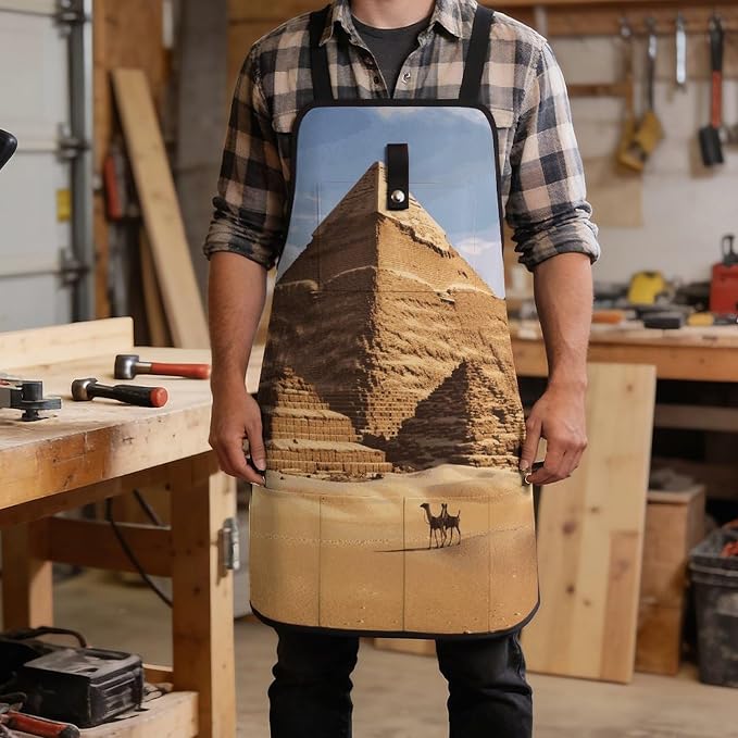 Delantal de trabajo con diseño de pirámide egipcia y bolsillos ajustables miniatura 5