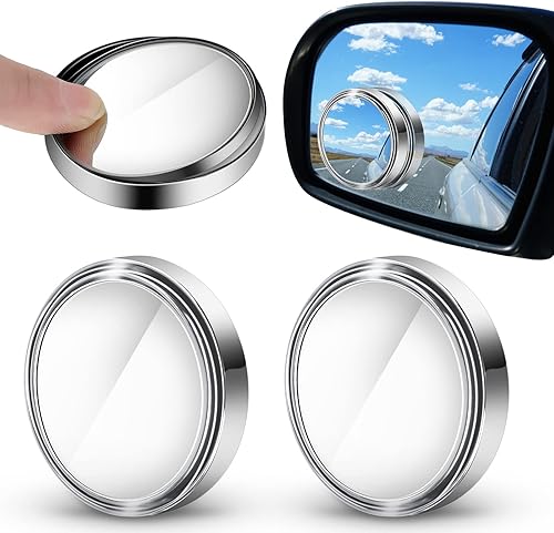 4 espejos de punto ciego de 360 grados y 2 pulgadas, visión trasera de automóvil, ángulo de visión amplio, ajustable, de cristal, redondos, plateado