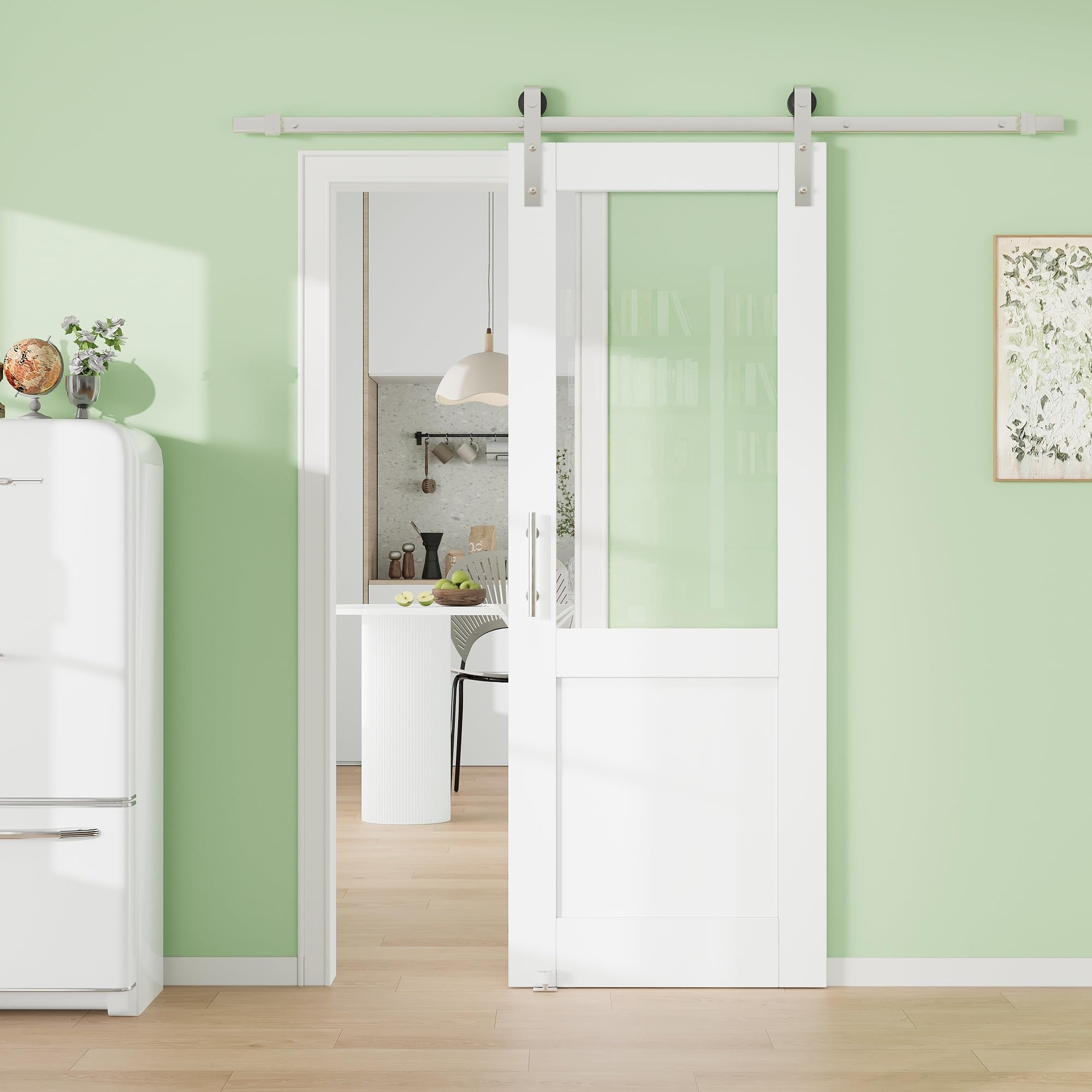 28" x 80" Presembled 3-Panel Molded Panel Barn Door with 72" Track Kit