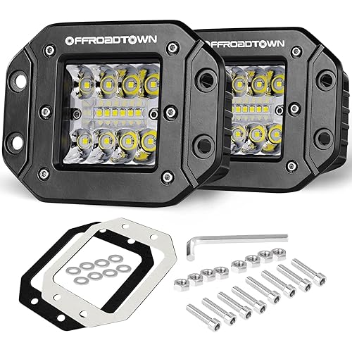 Flush Mount LED Pods, OFFROADTOWN 2pcs 5'' 78W Driving Light Work Lights Flush LED Light Bar Super Bright Fog Off Road Lights for Truck UTV ATV SUV Boat 4x4 Car