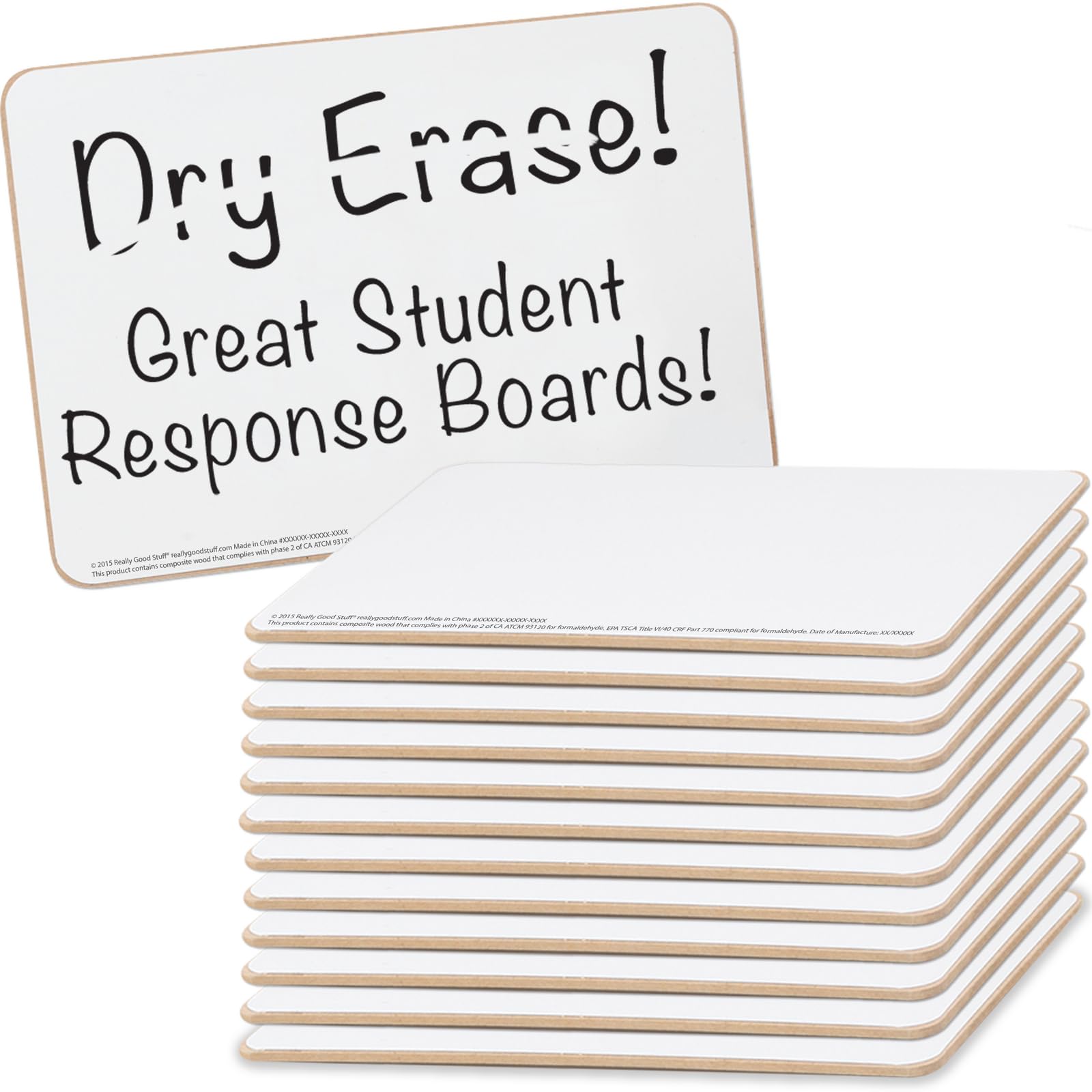 Really Good Stuff Non-Magnetic Dry Erase Boards - Set of 12-6" x 9" - Ideal for Home and School Learning - Reusable and Engaging Tool
