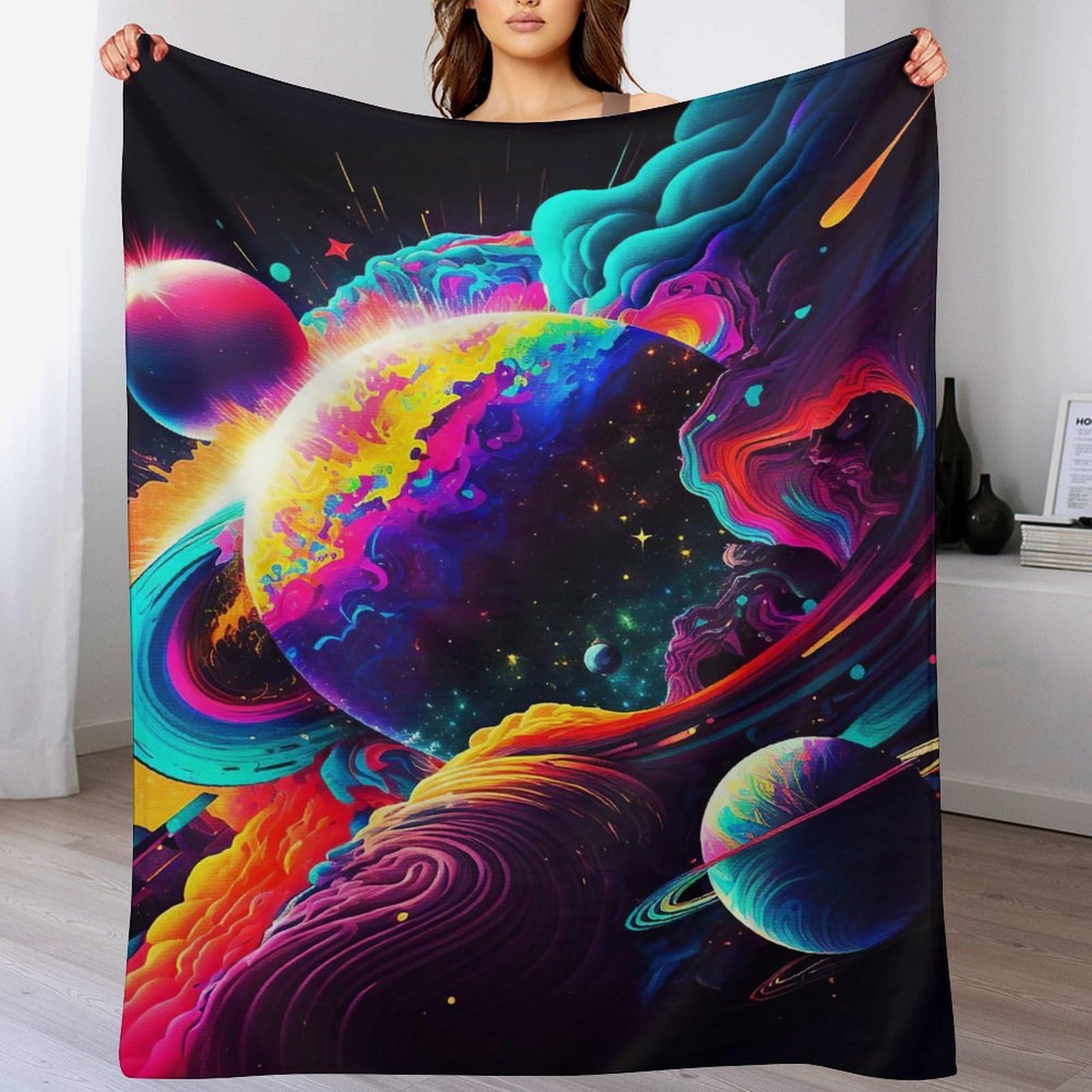 Couverture flannel supérieure au toucher moelleux et design astronomique pour canapé et lit