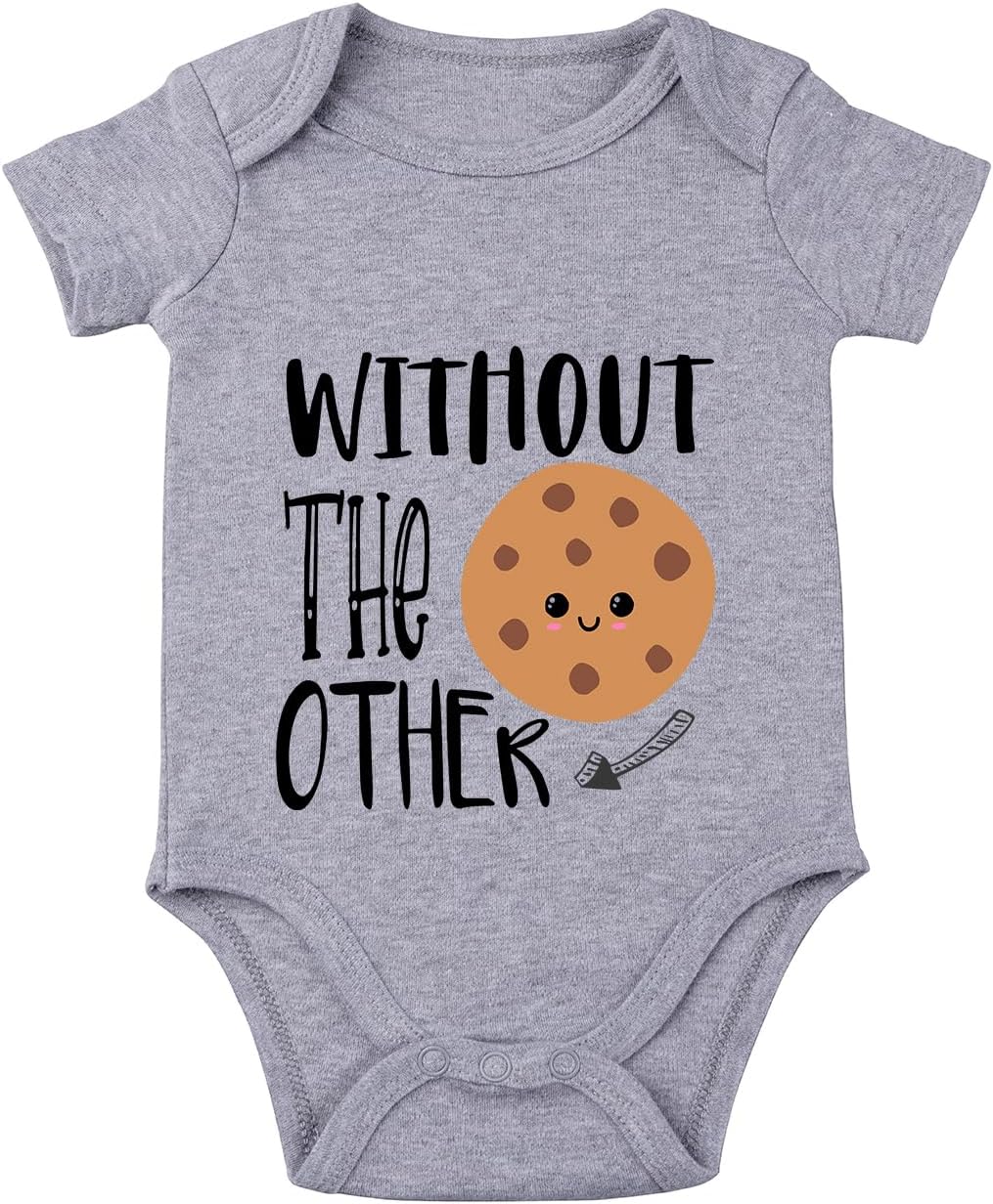 listery Funny Twin Outfits Bodysuits Clothes Boy Girl Twins Rompers 2 Pack Baby Matching Outfits For Newborn Infant
