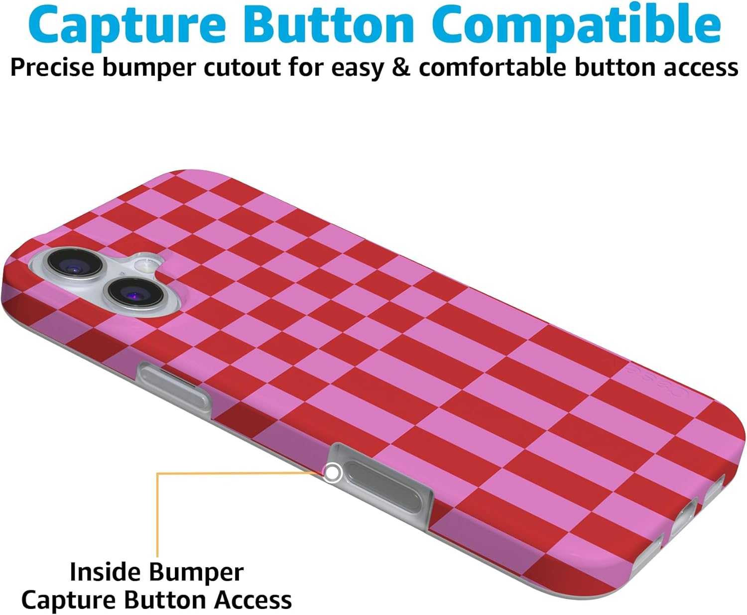 Casely iPhone 16 Case | Vibe Check | Pink Checkerboard | Compatible with MagSafe | Classic Ultra Slim Design