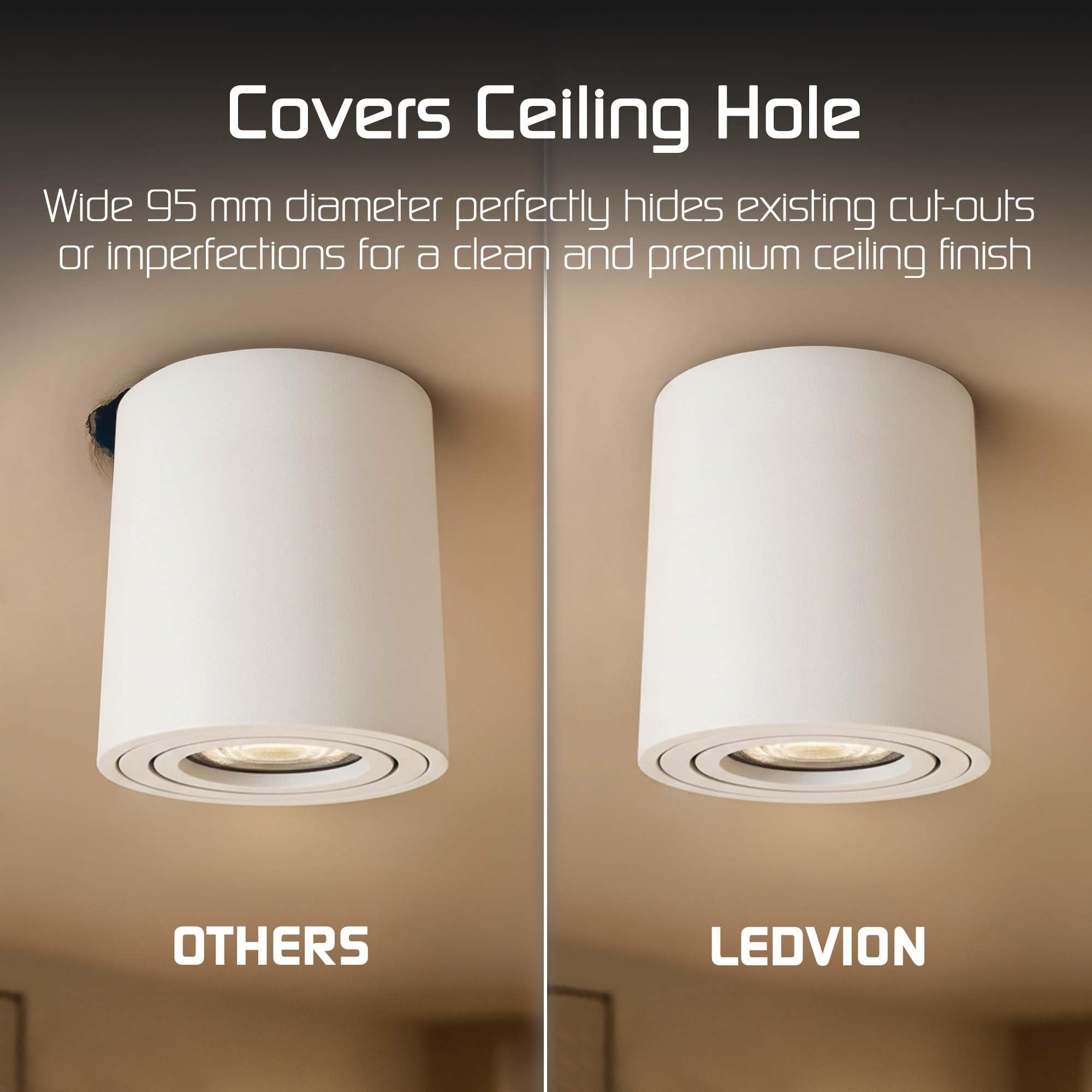 Ledvion 6er Set LED Aufbauspot Weiss Rund 3W Warmweiss | mit Leuchtmittel geliefert; fuer Decke Flur Kueche und Wohnraum