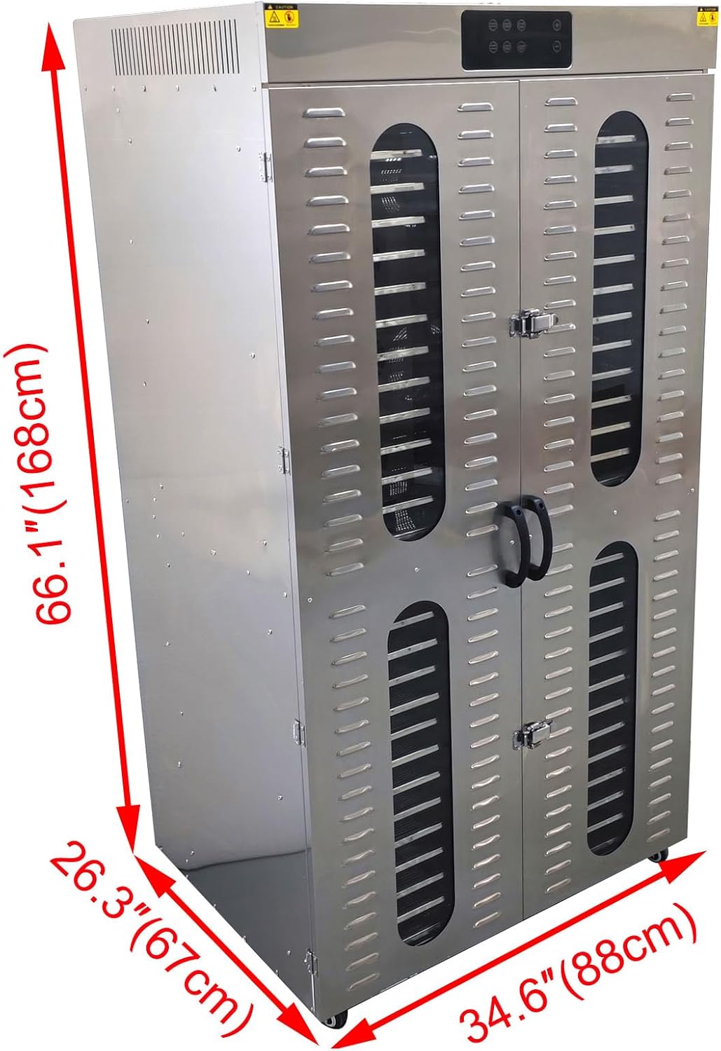 28 Layer Dryer Machine Food Dehydrator Layers Fruit Vegetable Drying Machine Pet Food Dryer for Fruit Vegetable Herbs Dog Treats Meat Drying 6400W 220V