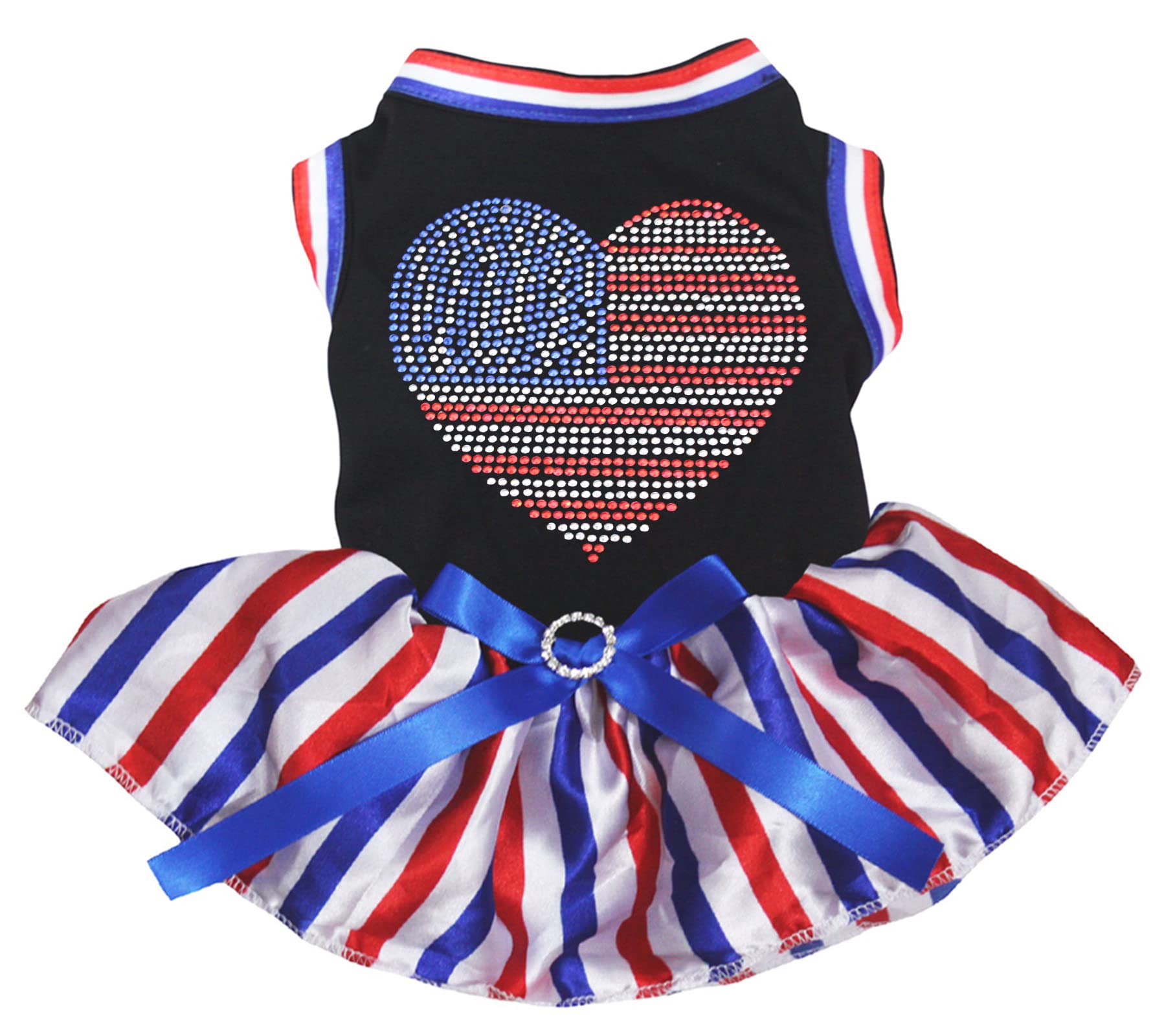 Robe pour chiot vêtement chien rayé cœur strass XXL