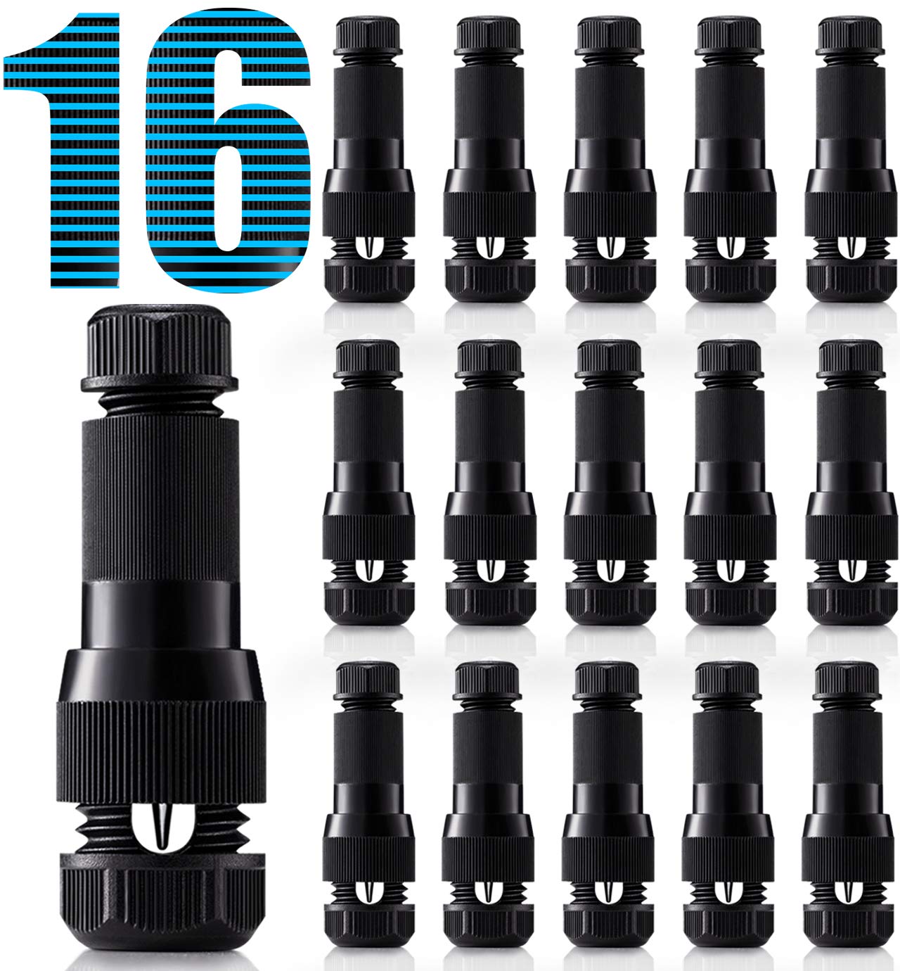 SUNVIELow Voltage Fastlock Landscape Lighting Wire Connector Outdoor 12-14 Gauge Cable Connectors for Landscape Path Lights Work with Malibu Paradise Moonrays and More (16 Pack)