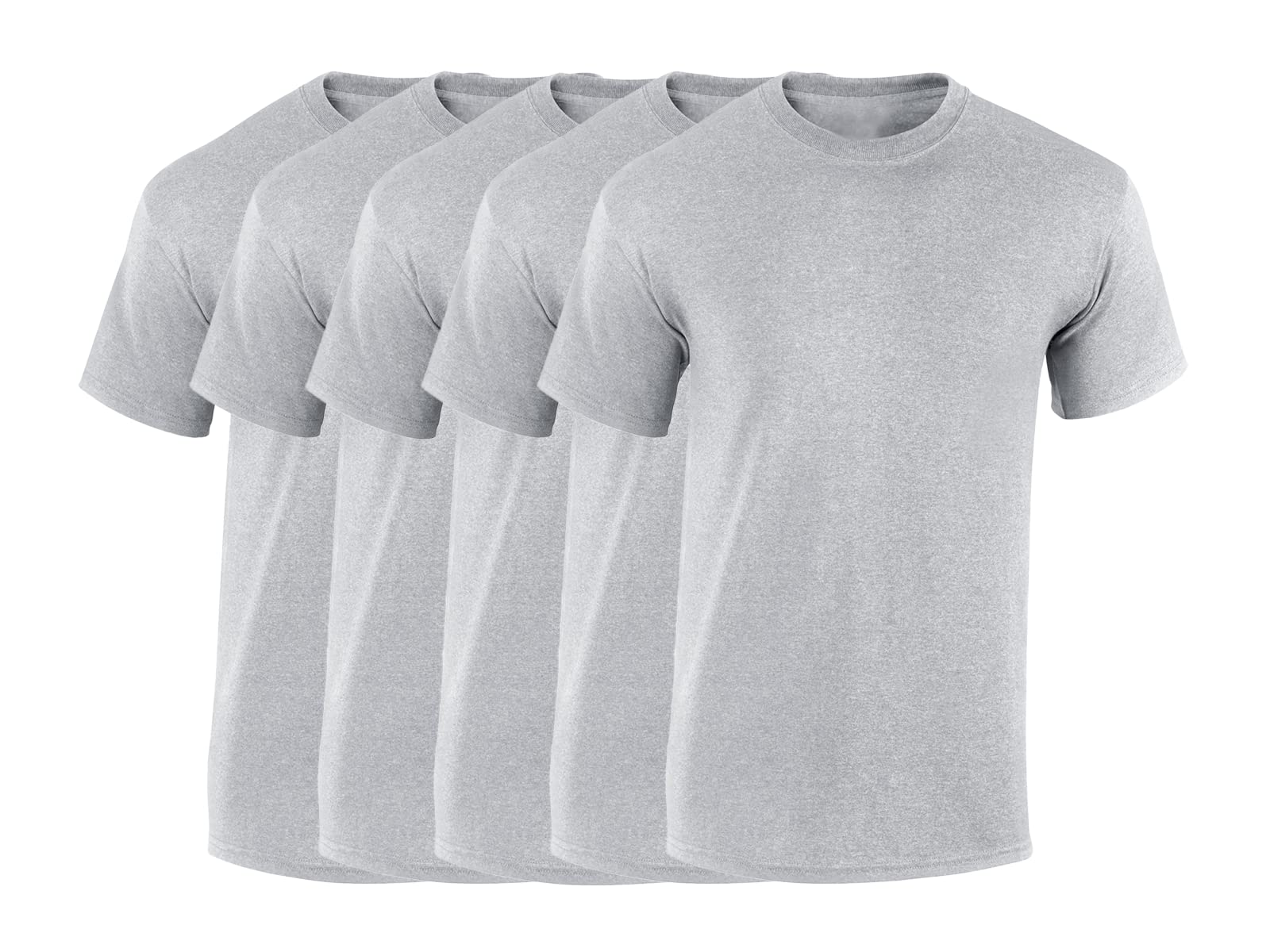 COOZO Mens Heavy Cotton Pack of 5 T-Shirts - Sport Grey - M