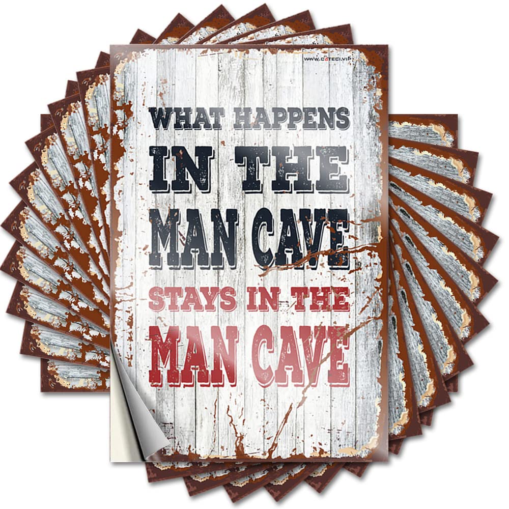 Books Bottle Stickers | What Happens in The Man Cave Stays in The Man Cave Autumn for Items Decor(8X12CM)