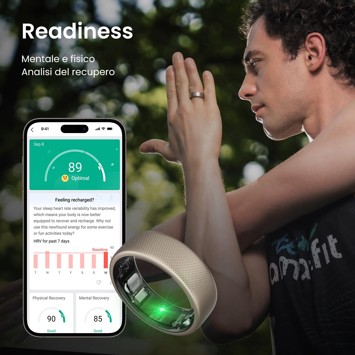 Amazfit Helio Anello Taglia 10, con Monitoraggio del Sonno e della Frequenza Cardiaca, Resistenza all'Acqua 10 ATM, Tracker Fitness Leggero da 3,75g con Durata della Batteria fino a 4 Giorni