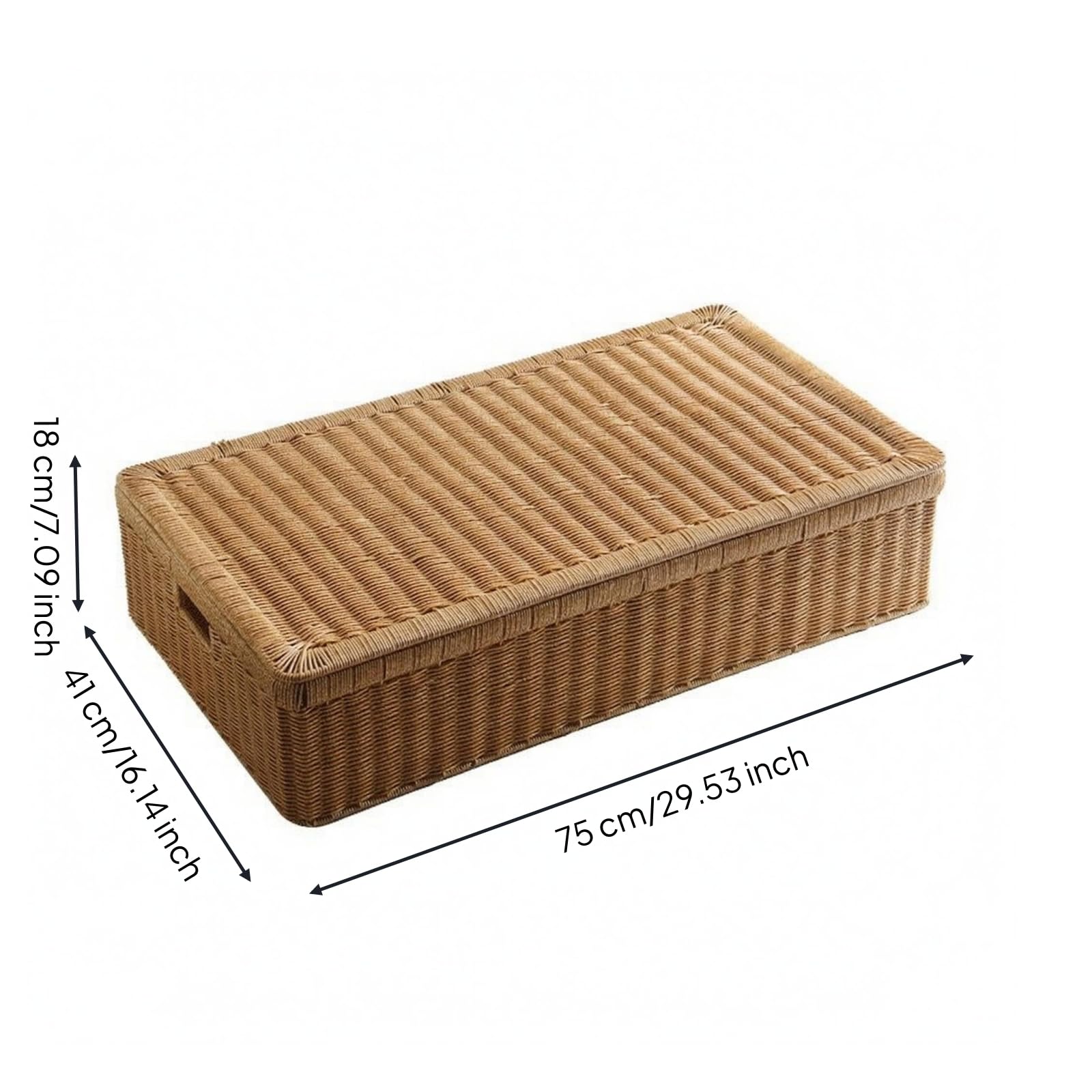 Organizer sotto Letto con Coperchio Plastica Intrecciata Scatola Portaoggetti Sottoletto Salvaspazio Contenitore Basso con Coperchio per Spazi, 70x35x15.5 CM