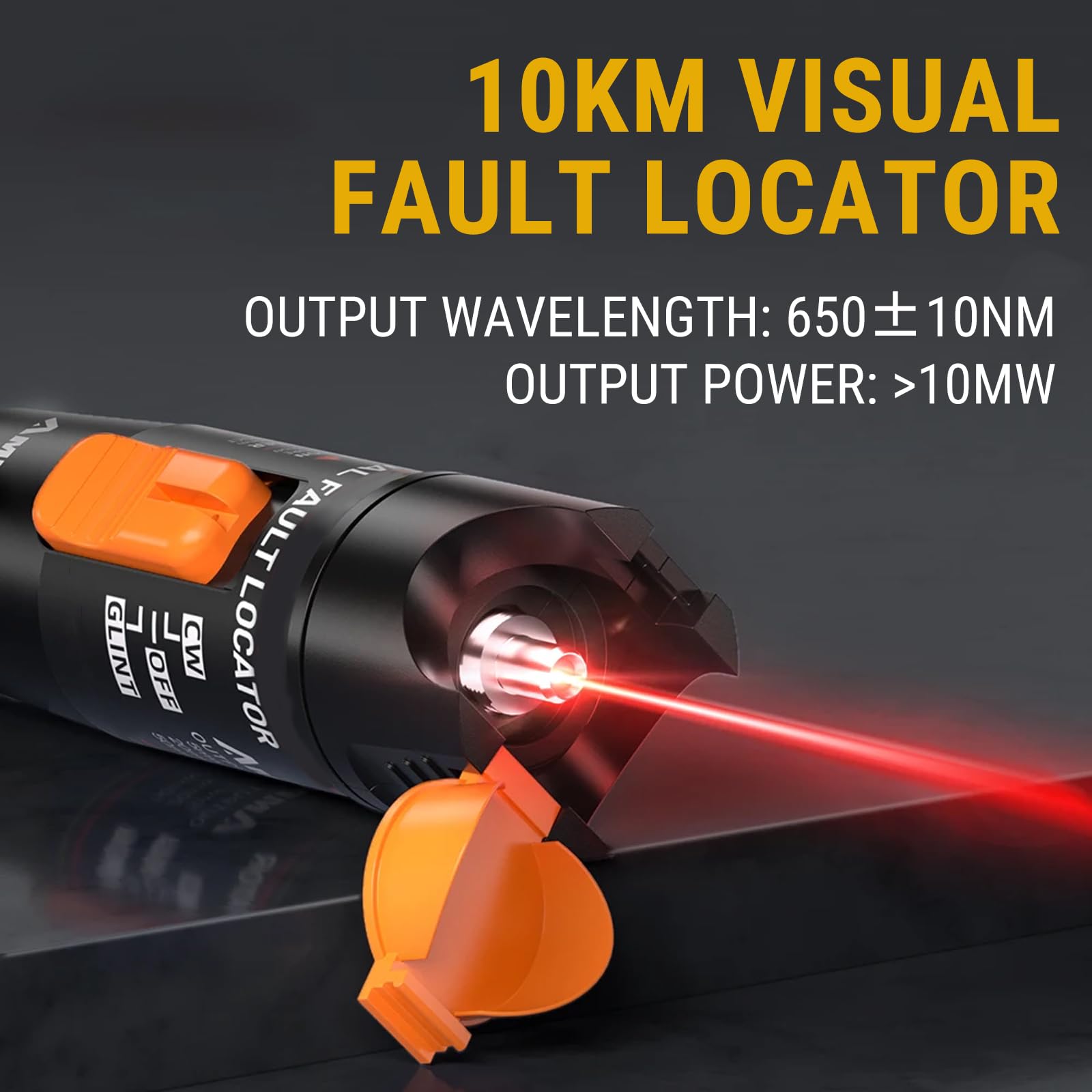 10km Visual Fault Locator, 10mW Red Light Optical Fiber Tester Pen, 650nm Wavelength - Image 3