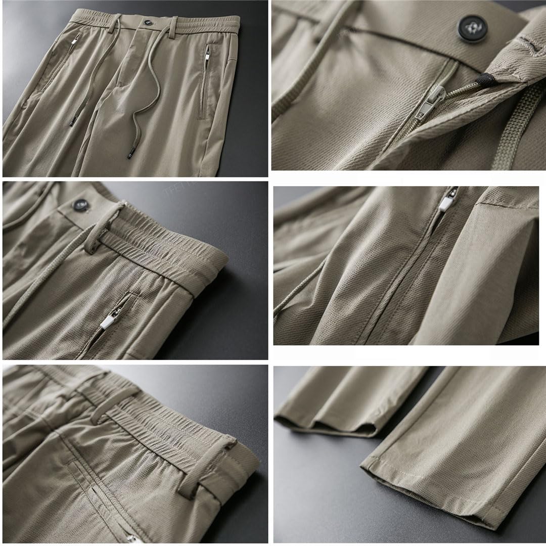 Pantalones Casuales De Hombre Pantalones Casuales Delgados De Verano Pantalones Sueltos con Cordón Recto Medio