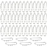 Zorveiio 50 Pcs Heavy Duty Safety Pins Metal Decorative Brooch Clasp with 3 Loops for DIY Crafts Jewelry Making Sewing Clothes Blankets Skirts Kilts Knitted Fabric, 2 Inch Silver