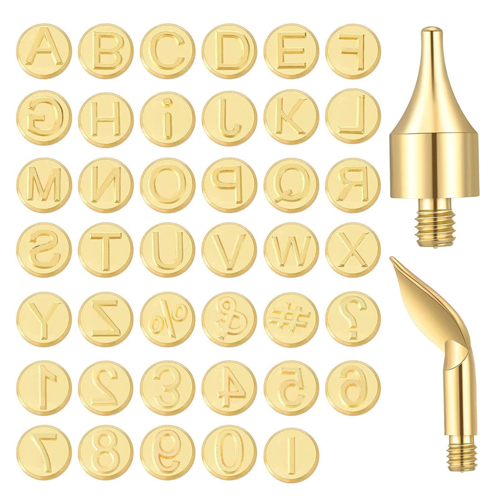 Kit de símbolo del alfabeto para manualidades DIY en madera con puntas para quemar de latón