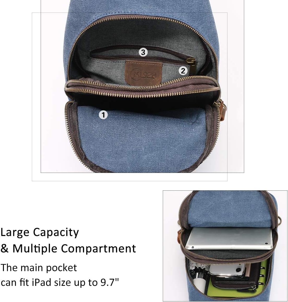 KL928 Canvas Sling Bag Crossbody Backpack Shoulder Casual Rucksack for Men Women - Image 4
