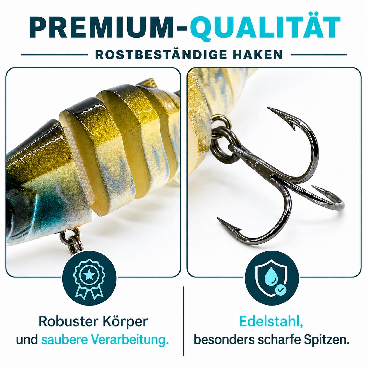 Pack Leurres Articulés Pour Pêche Carnassier - Poisson Nageur Brochet, Sandre, Bass - 3 Couleurs Haute Qualité