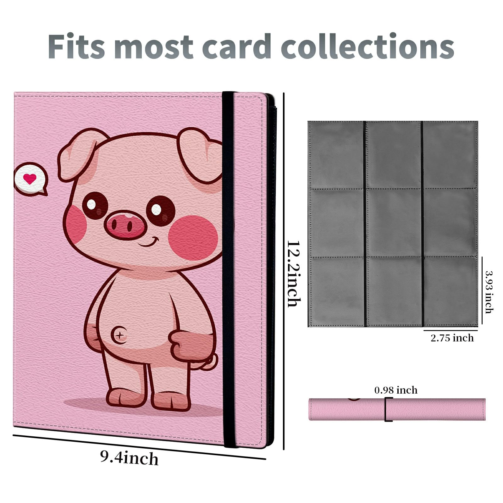 Amazon.com: Pink Pig Card Binder, 9 Pocket Trading Card Album