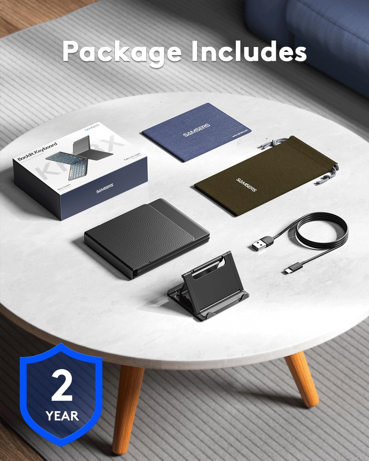 Samsers Full-Size Foldable Bluetooth Keyboard, KF08X Wireless Folding Keyboard with Backlight, Portable Travel Keyboards for iPhone iPad Smartphone Tablet Laptop, Android Windows Mac OS - Black - Image 9